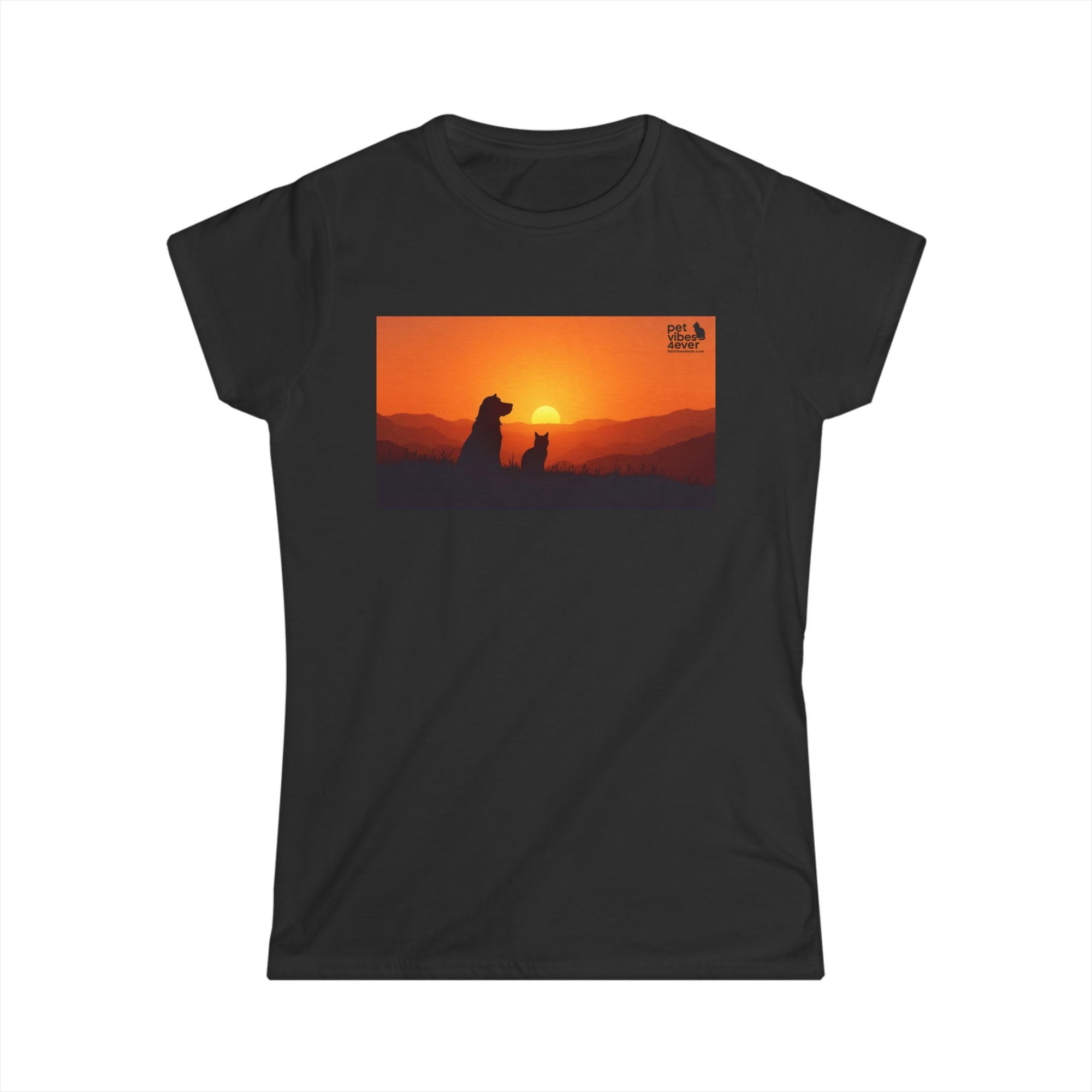 Women's Sunset Dog Lovers Tee, Cute Pet Lover Shirt, Animal Lover Gift, Casual Wear, Summer Top, Dog Mom Apparel