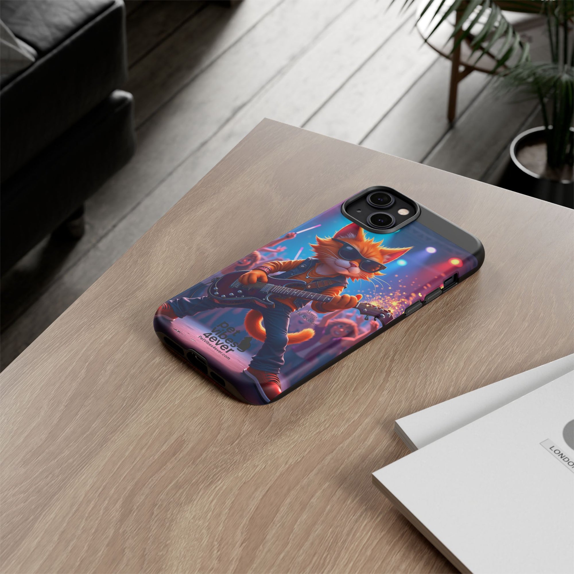 Rocking Cat Phone Case, Fun Cat Phone Cover, Cool Pet Vibes Gift, Music Lover Accessory, Unique Cat Phone Case