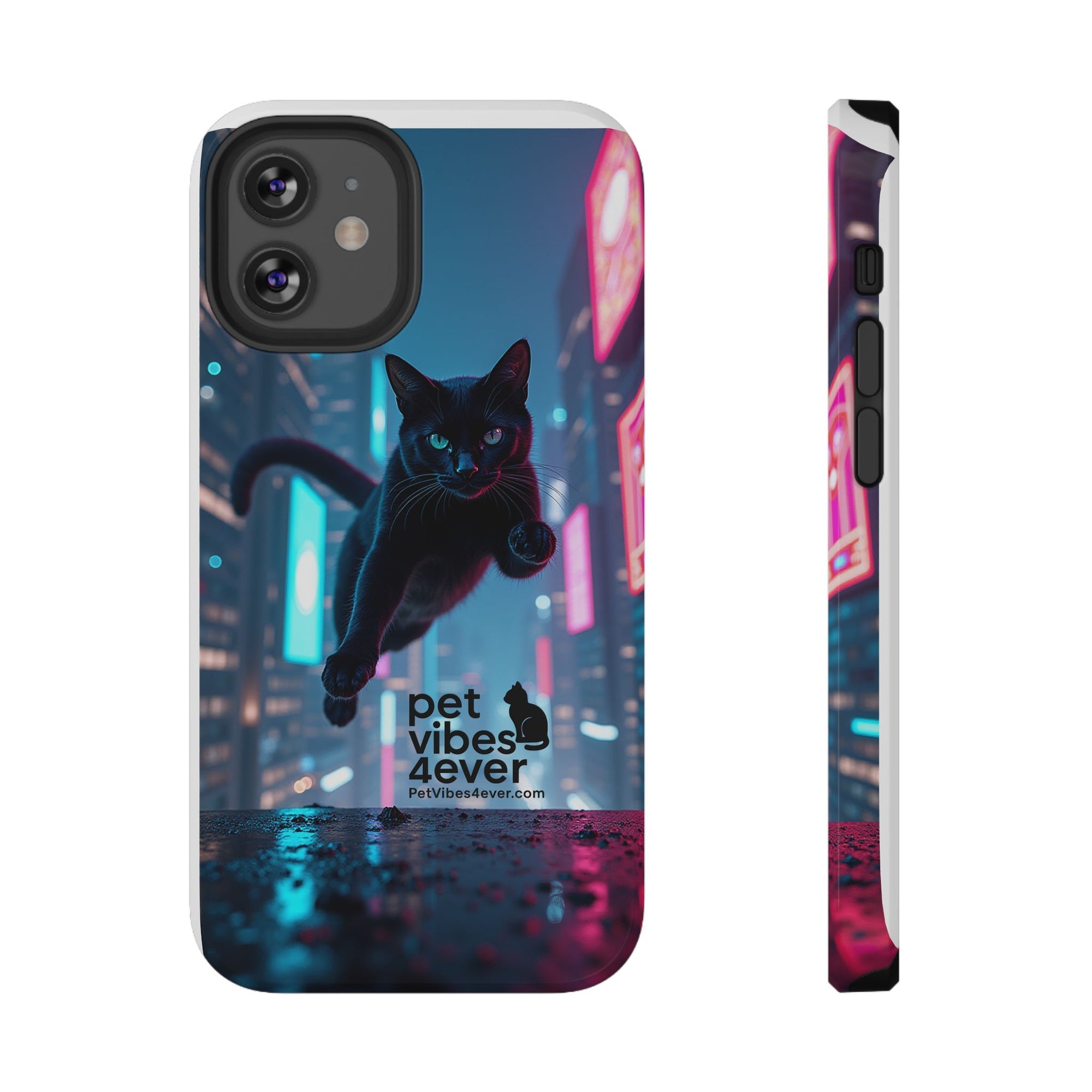Cat-Themed Phone Case with Pet Vibes Design, Impact-Resistant Phone Case, Gift for Cat Lovers, Cute Pet Merchandise, Stylish Phone Accessory