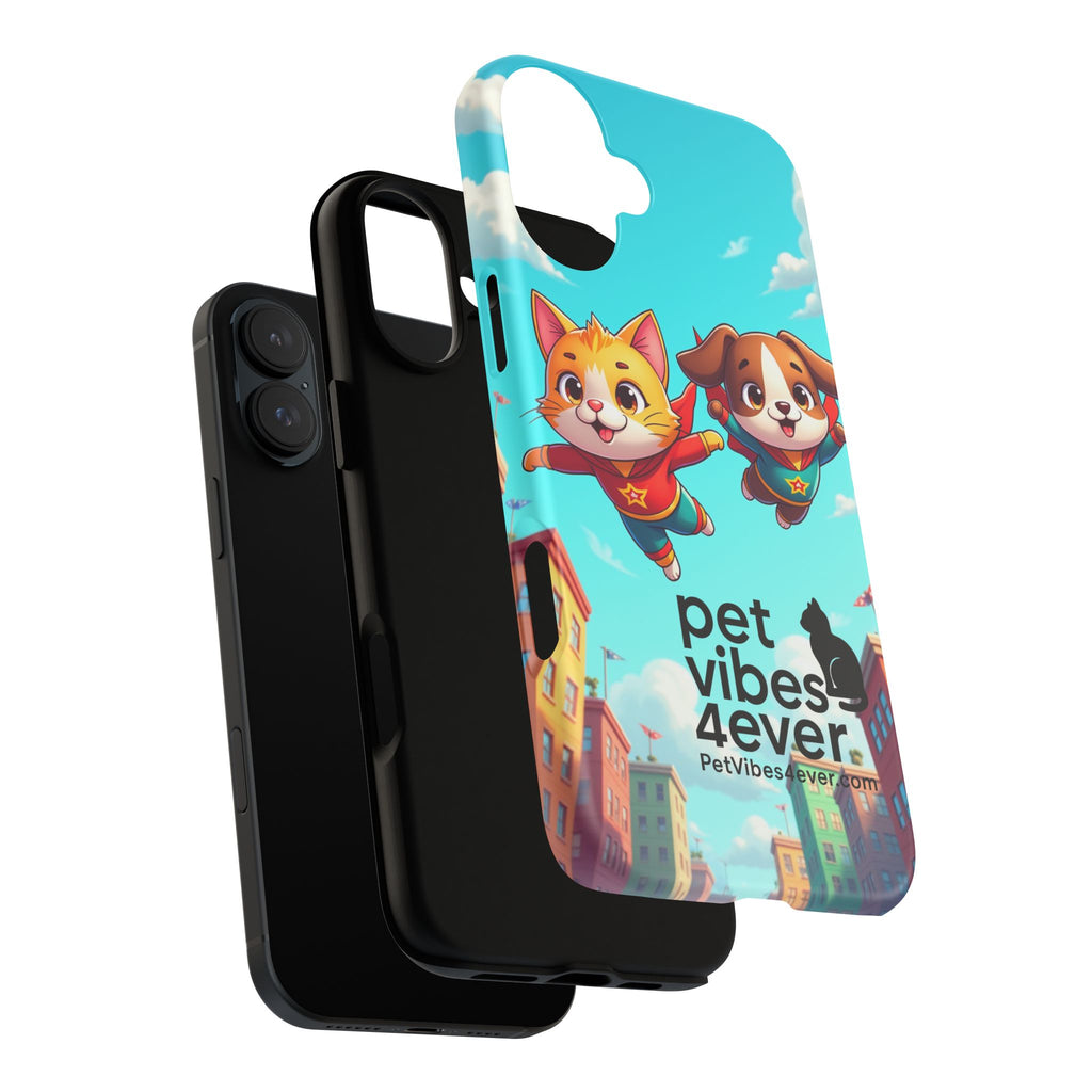 Pet Vibes Phone Case - Playful Cat and Dog Design, Animal Lover Gift, Cute Pet Accessory, Colorful Phone Cover, Fun Pet Gifts