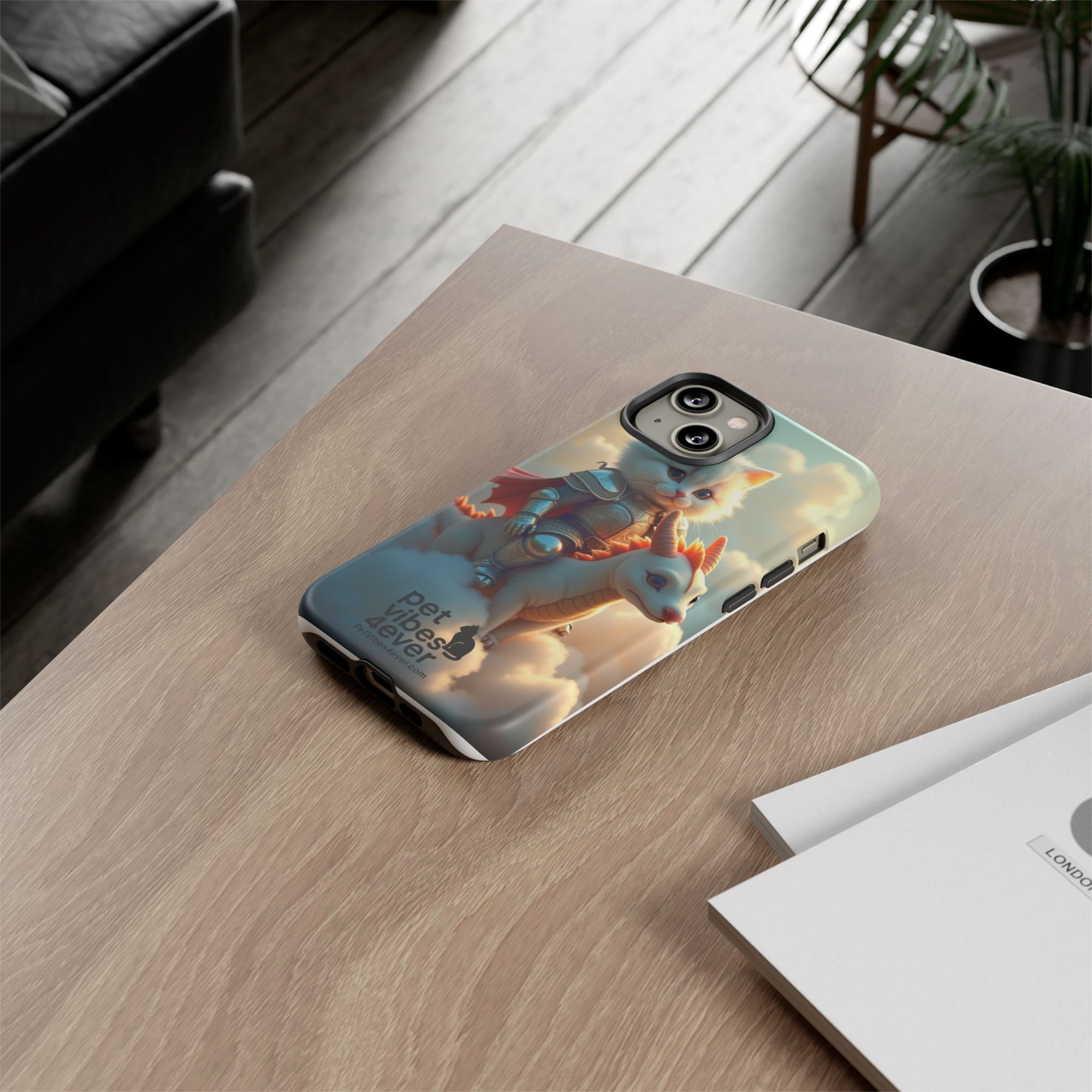 Pet Vibes Phone Case, Cute Cat and Dragon Design, Tough Phone Cover, Gift for Animal Lovers, Unique Pet Themed Accessory