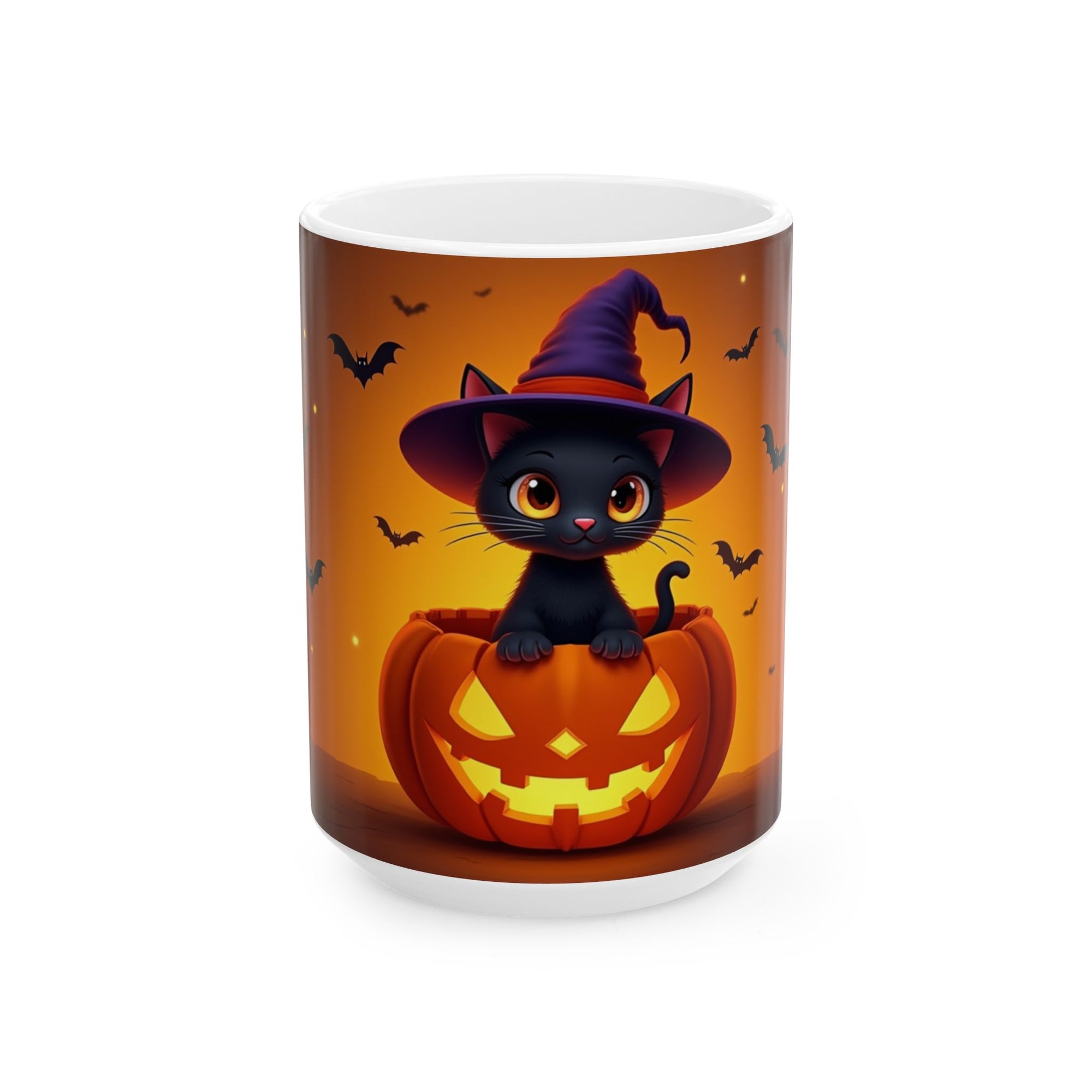 Halloween Cat Mug - Black Cat Pumpkin Coffee Cup, Trick-or-Treat Mug, Fall Home Decor, Spooky Gift, Cat Lover's Kitchen
