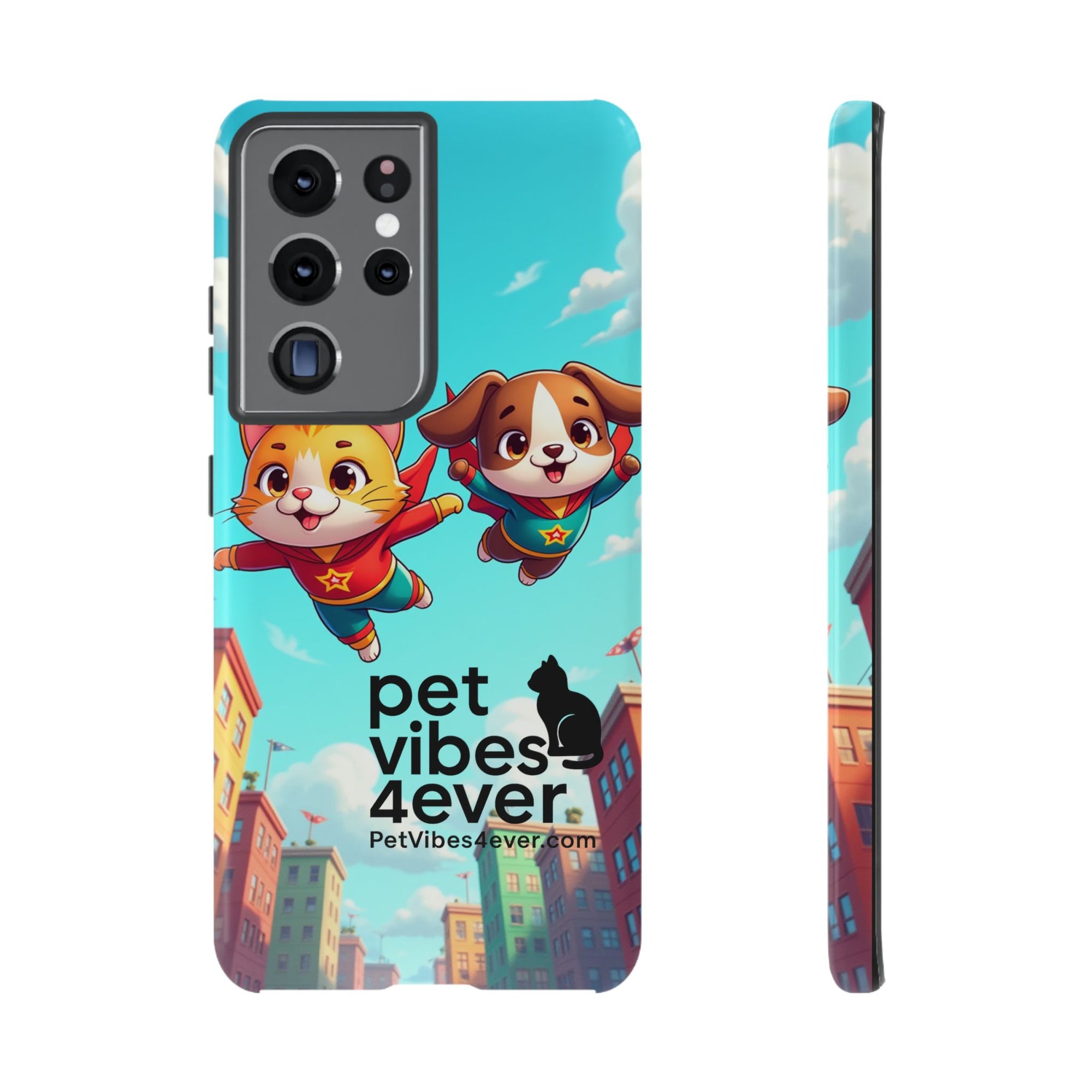 Pet Vibes Forever Tough Phone Cases, Cute Dog and Cat Design, Pet Lover Gift, Fun Phone Accessory, Animal Theme Decor