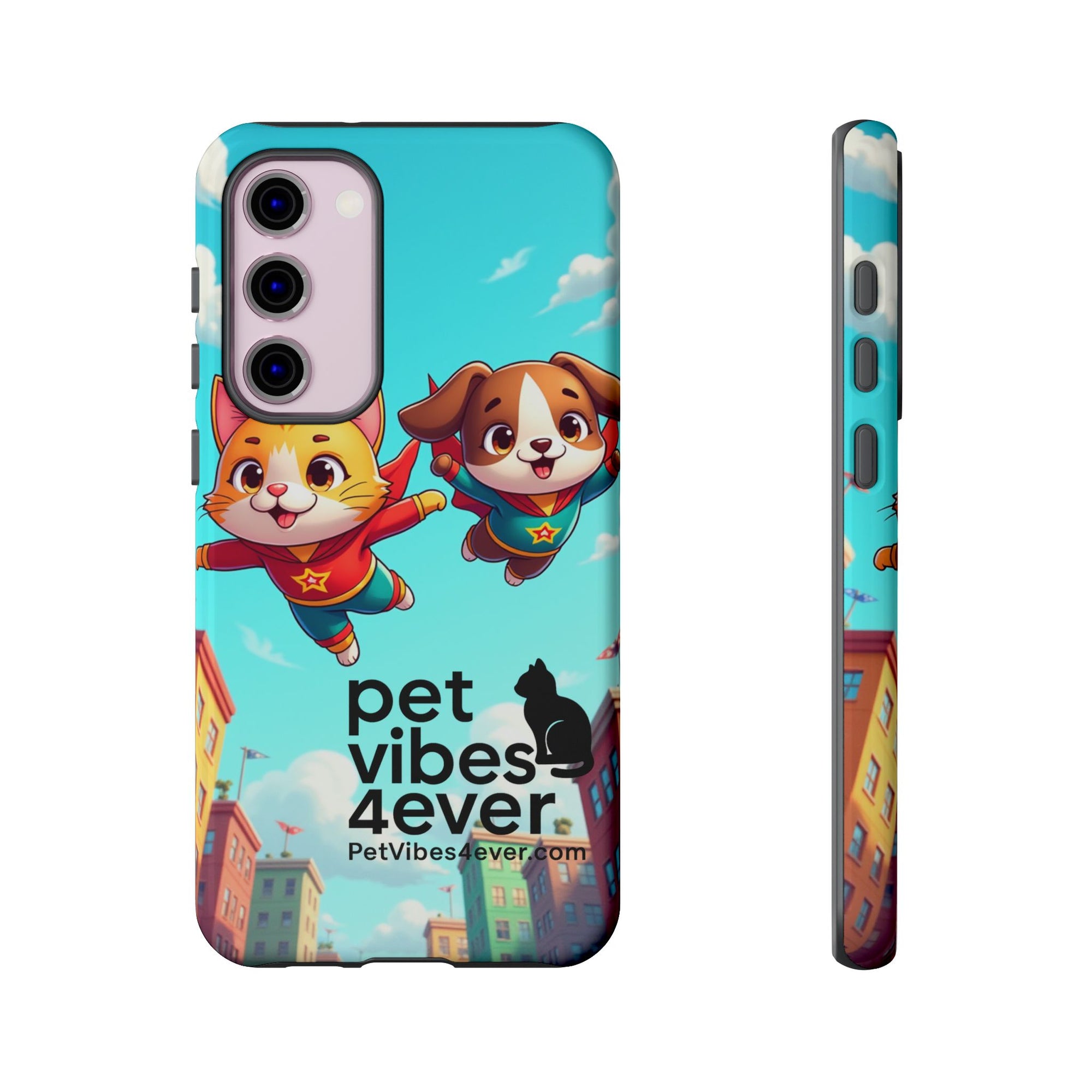 Pet Vibes Forever Tough Phone Cases, Cute Dog and Cat Design, Pet Lover Gift, Fun Phone Accessory, Animal Theme Decor