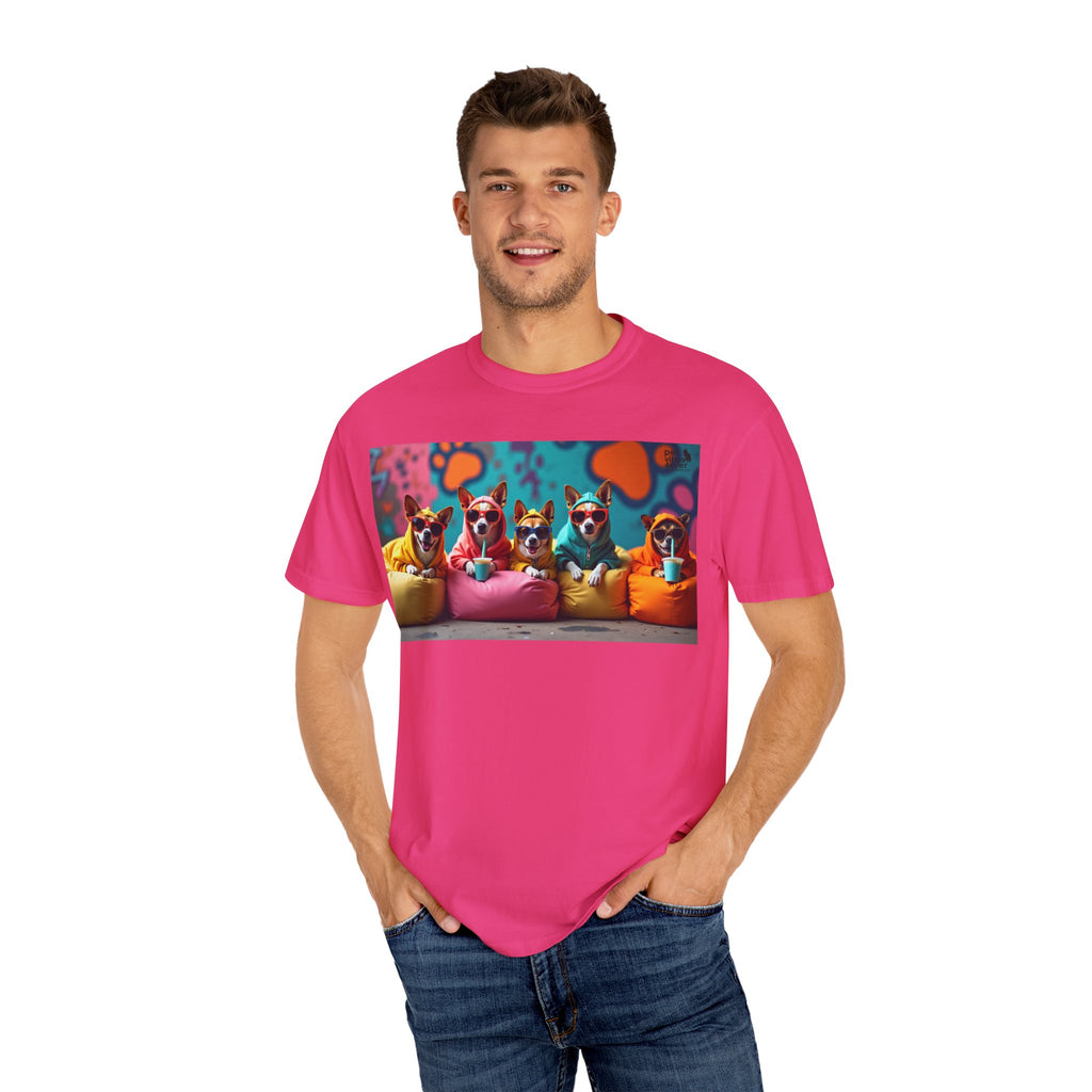 Playful Dog-Themed Unisex Garment-Dyed T-shirt, Pet Lover Gift, Casual Wear, Birthday Party Tee, Colorful Animal Art