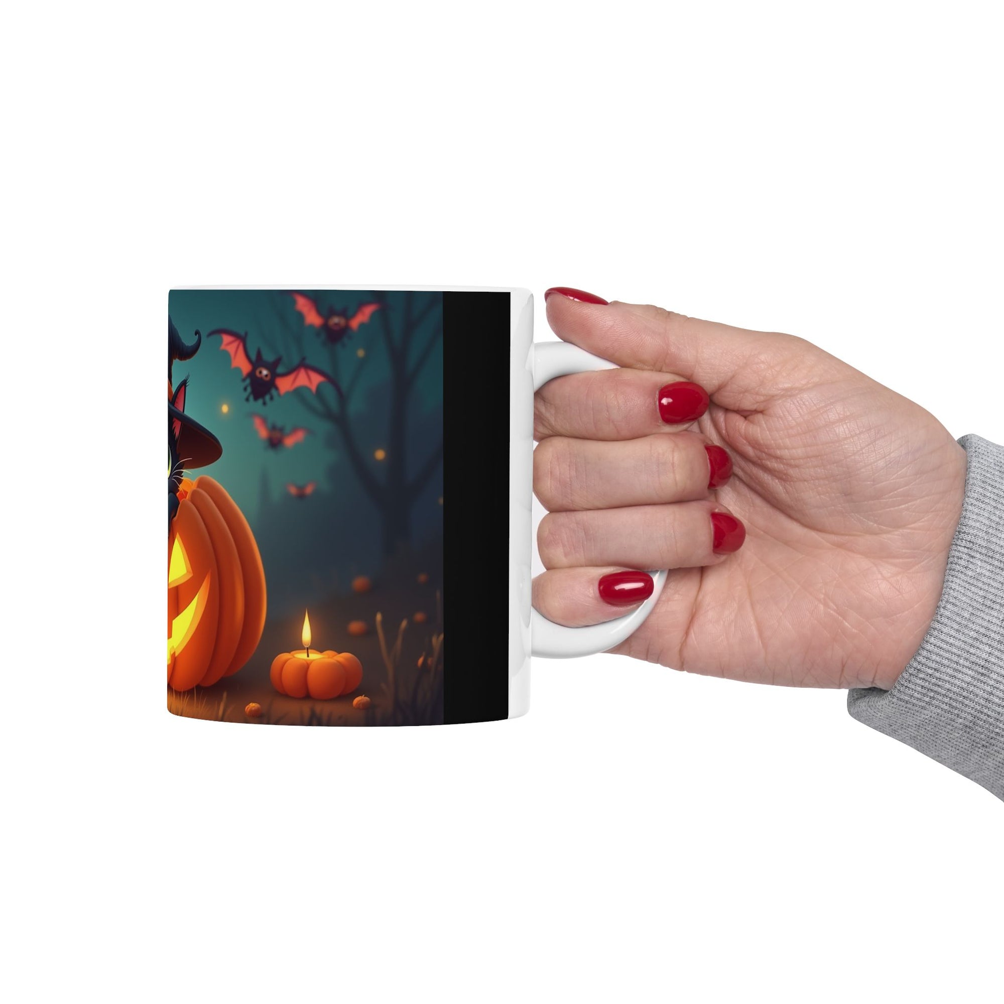 Halloween Cat Ceramic Mug, Cute Black Cat Mug, Pumpkin Mug, Seasonal Drinkware, Halloween Gift, Cozy Fall Decor