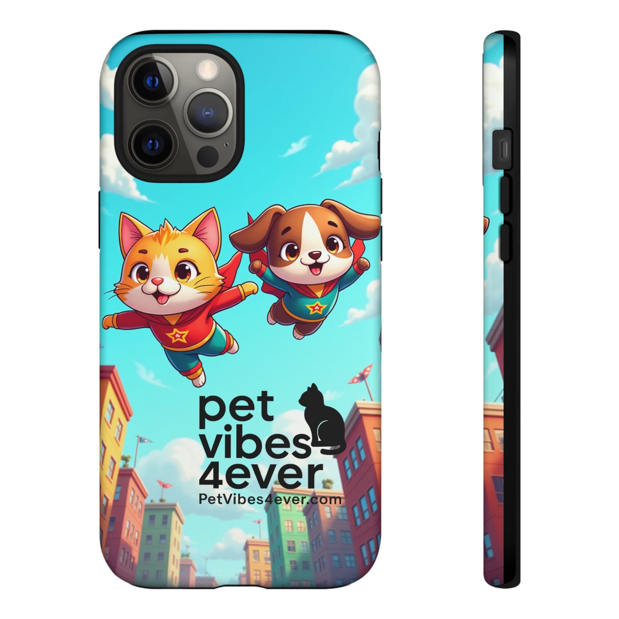 Pet Vibes Phone Case - Playful Cat and Dog Design, Animal Lover Gift, Cute Pet Accessory, Colorful Phone Cover, Fun Pet Gifts