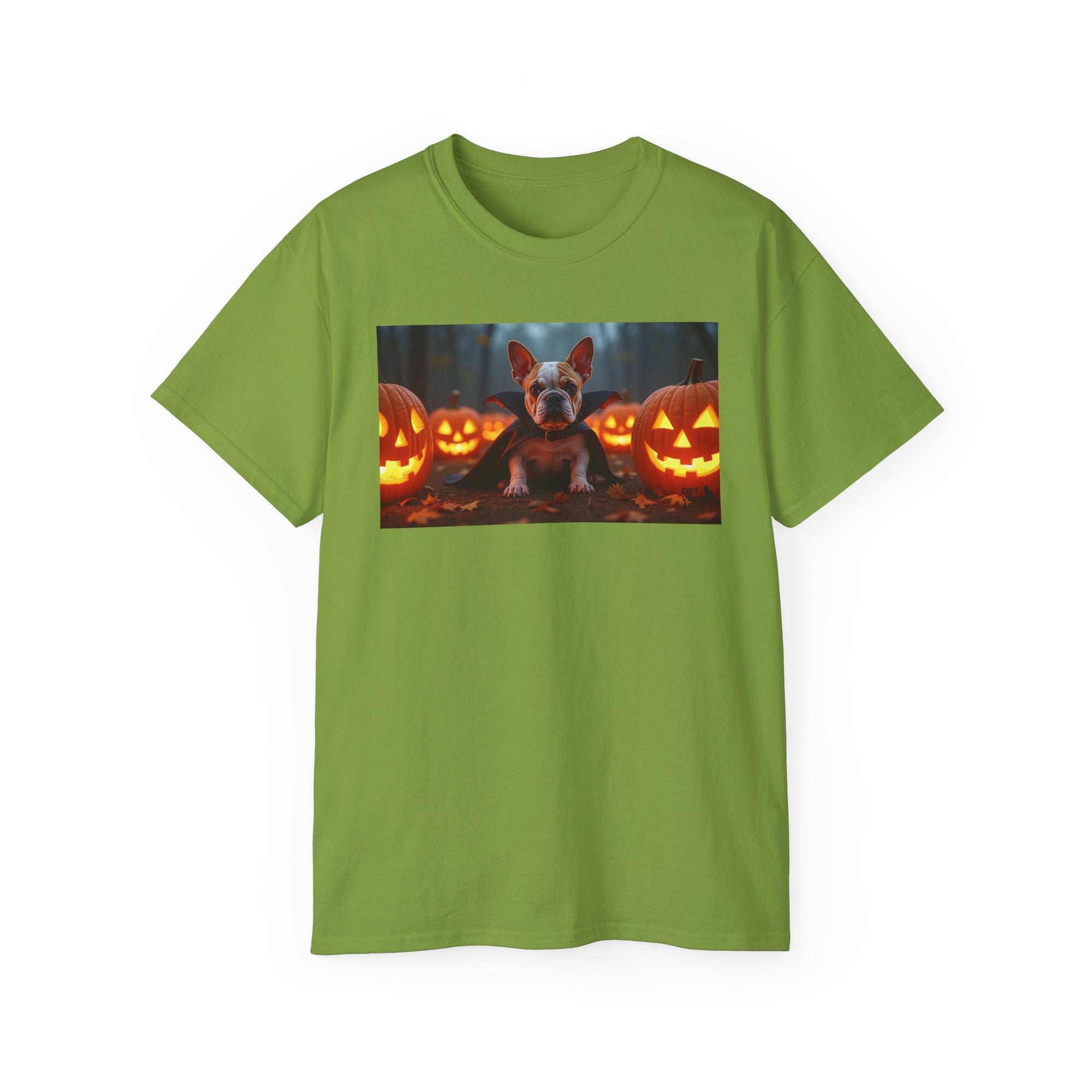 Halloween Dog Graphic Tee, Pumpkin Shirt, Fall Apparel, Casual Wear for Pet Lovers, Unisex Halloween T-Shirt