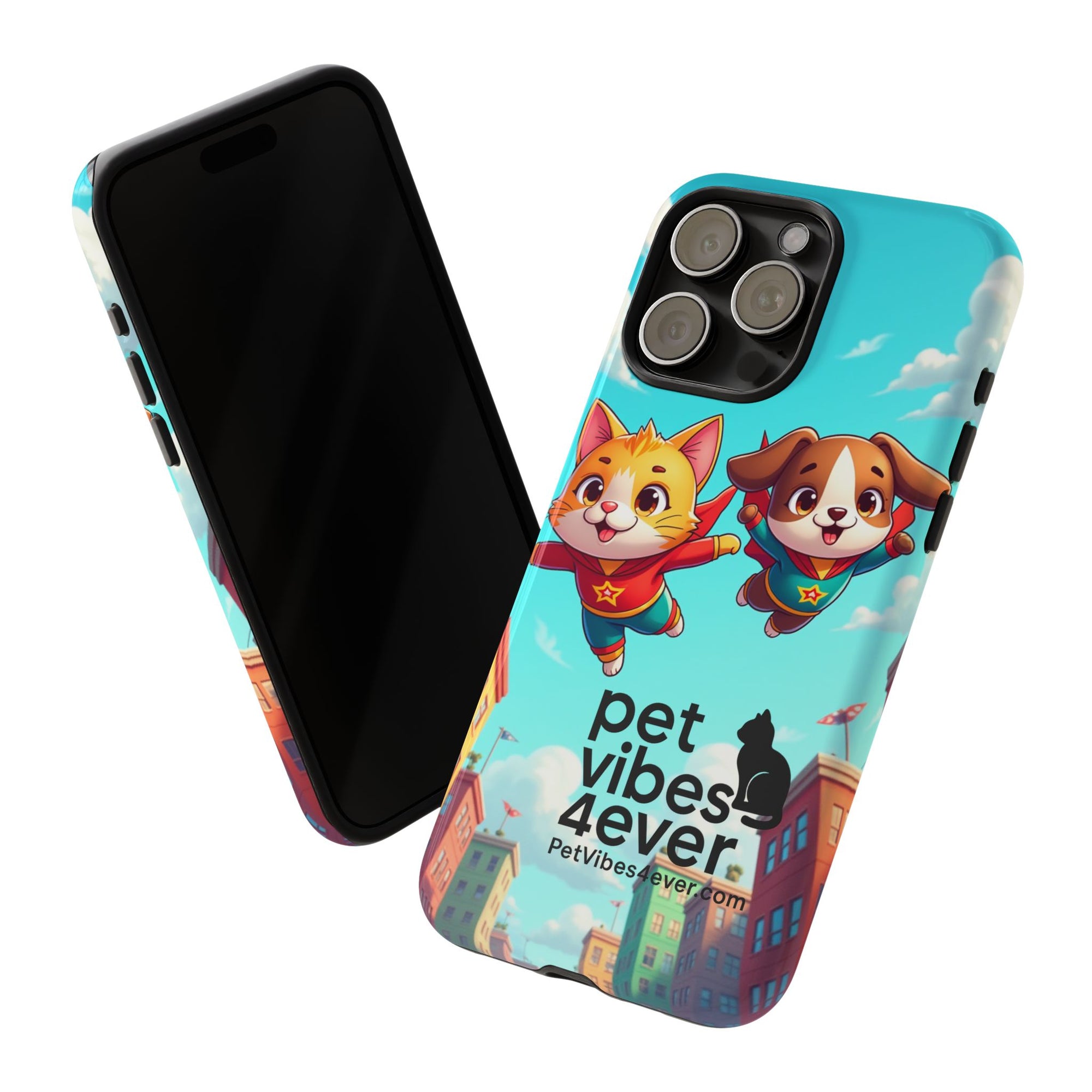 Pet Vibes Phone Case - Playful Cat and Dog Design, Animal Lover Gift, Cute Pet Accessory, Colorful Phone Cover, Fun Pet Gifts