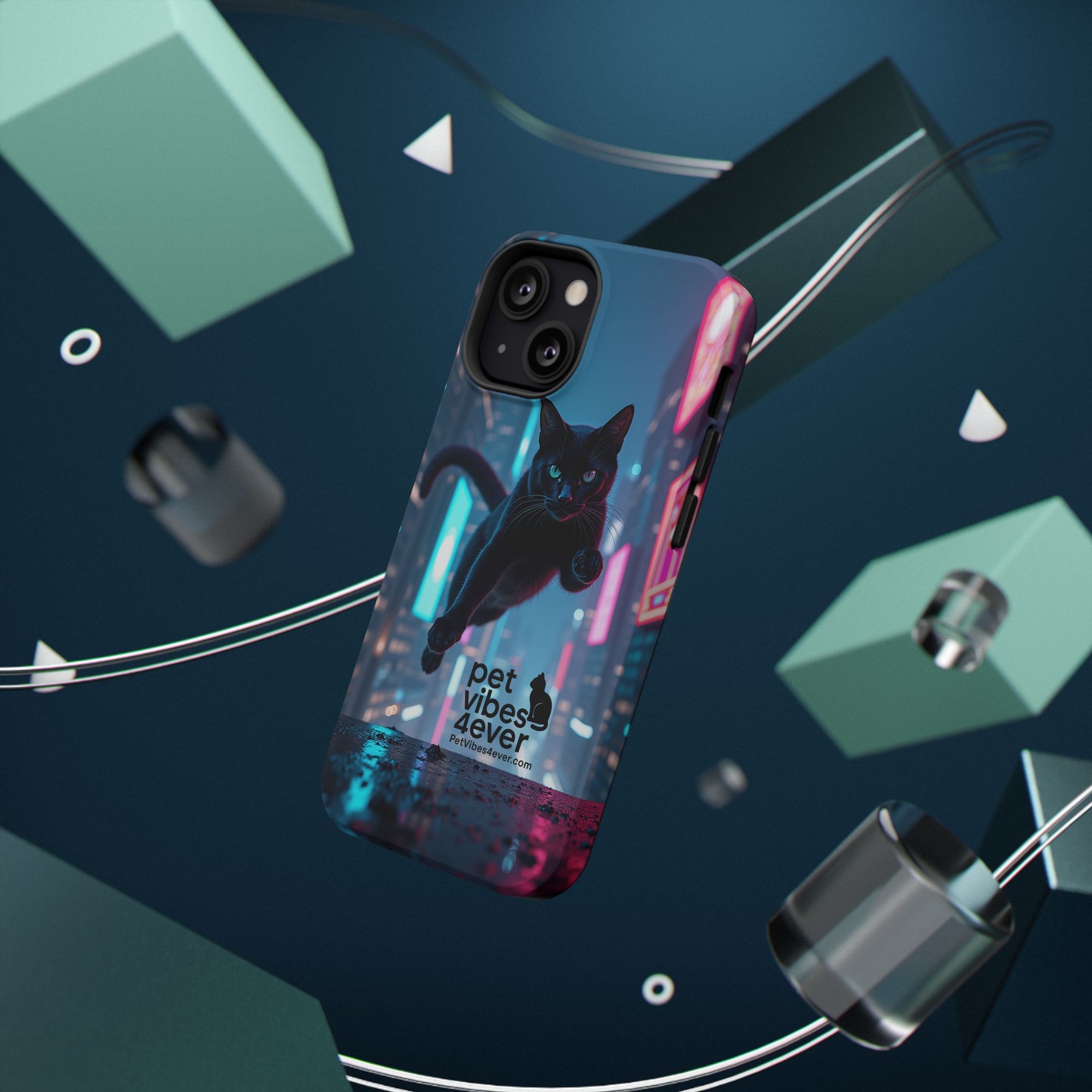 Cat-Themed Phone Case with Pet Vibes Design, Impact-Resistant Phone Case, Gift for Cat Lovers, Cute Pet Merchandise, Stylish Phone Accessory