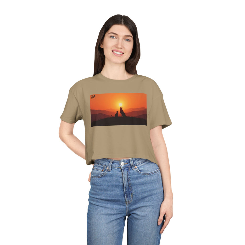 Sunset Lovers Women's Crop Tee, Summer Fashion, Casual Wear, Cute Gift, Nature Tee, Boho Style