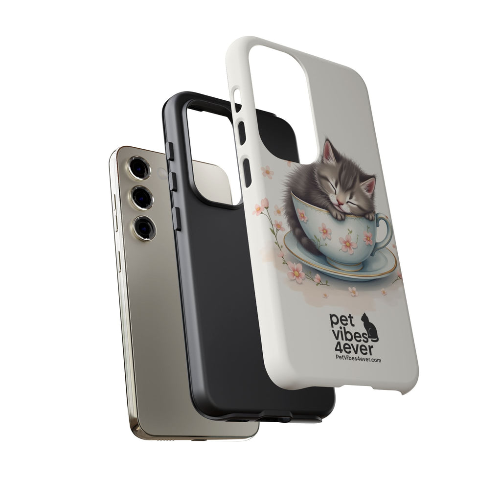 Cute Cat Phone Case, Pet Lover Gift, Soft Kitty Design, Floral Tech Accessory, Unique Animal Case, iPhone Cover, Birthday Present