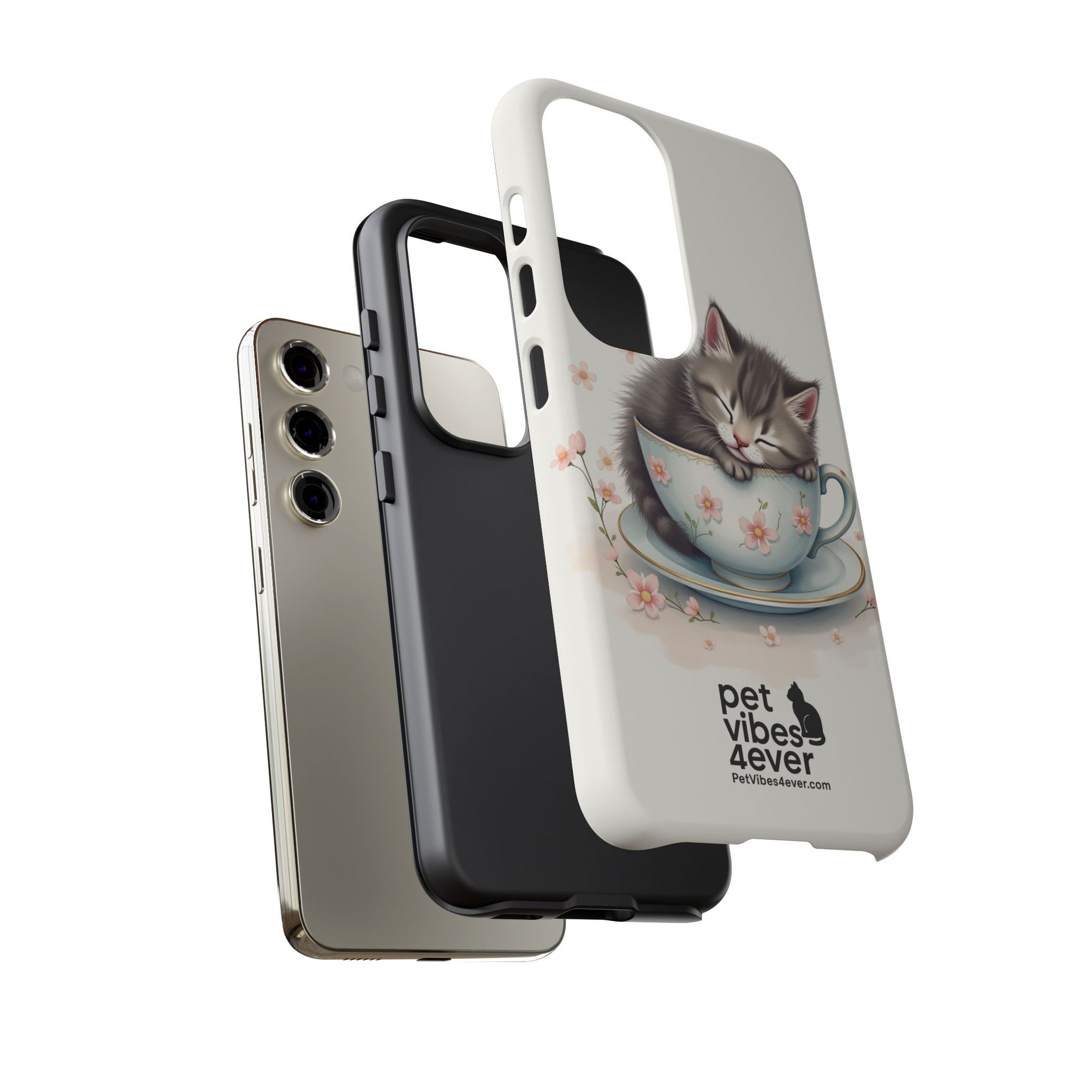 Cute Cat Phone Case, Pet Lover Gift, Soft Kitty Design, Floral Tech Accessory, Unique Animal Case, iPhone Cover, Birthday Present