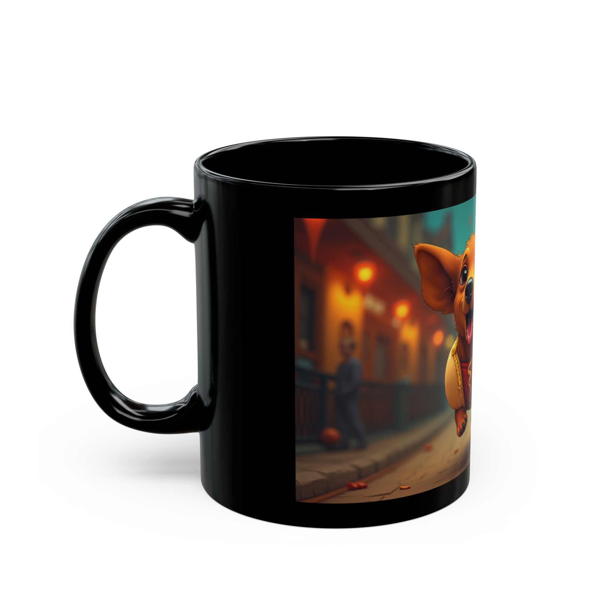Funny Corgi Black Mug, Cute Dog Lover Gift, Ceramic Coffee Cup, Pet Lover Present, Animal-Themed Drinkware, Birthday Gift
