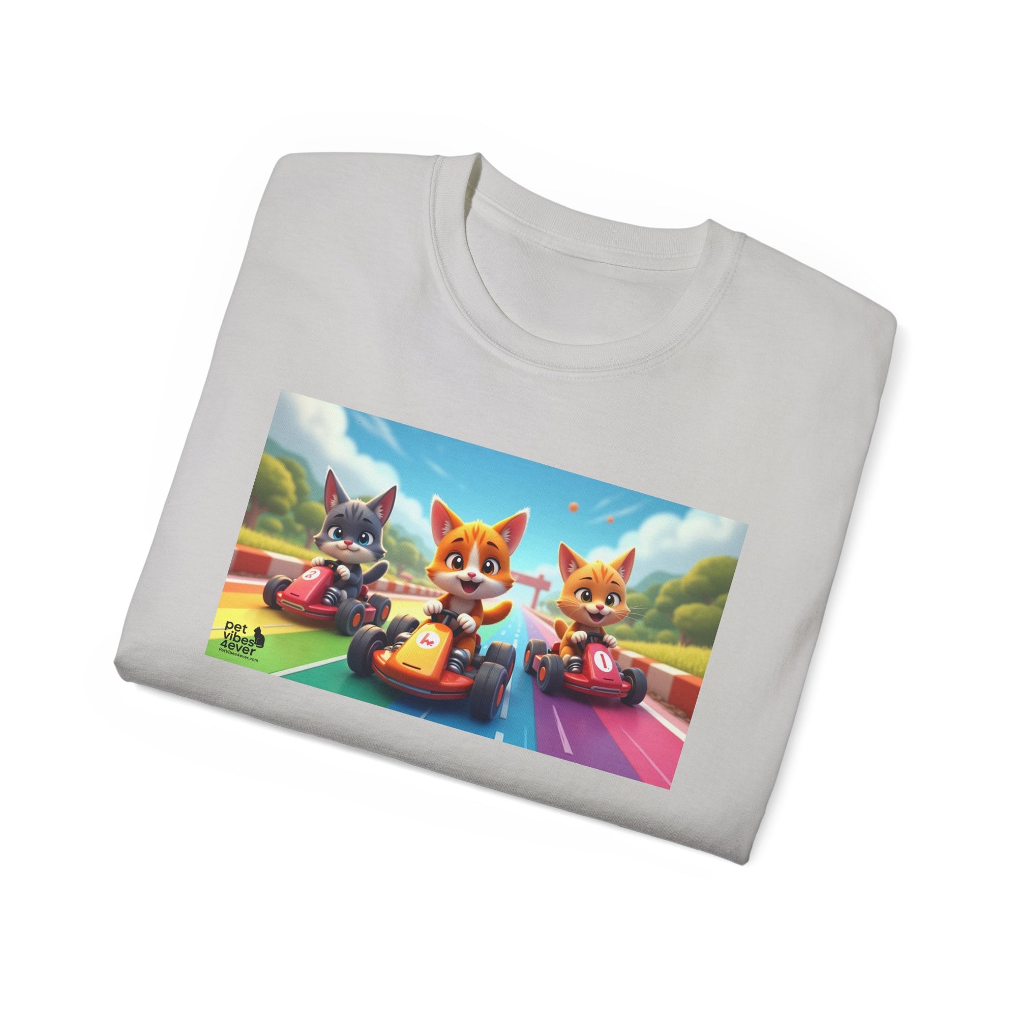 Cartoon Racing Friends Unisex Tee, Fun Gift for Gamers, Kid-Approved Style, Birthday Present, Family Game Night Apparel