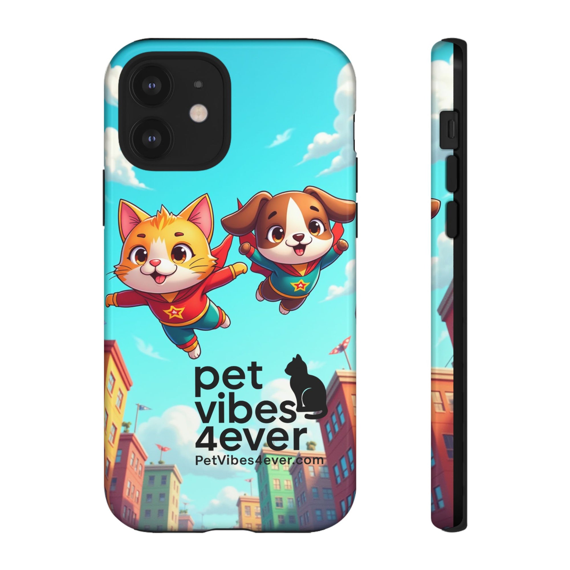 Pet Vibes Phone Case - Playful Cat and Dog Design, Animal Lover Gift, Cute Pet Accessory, Colorful Phone Cover, Fun Pet Gifts