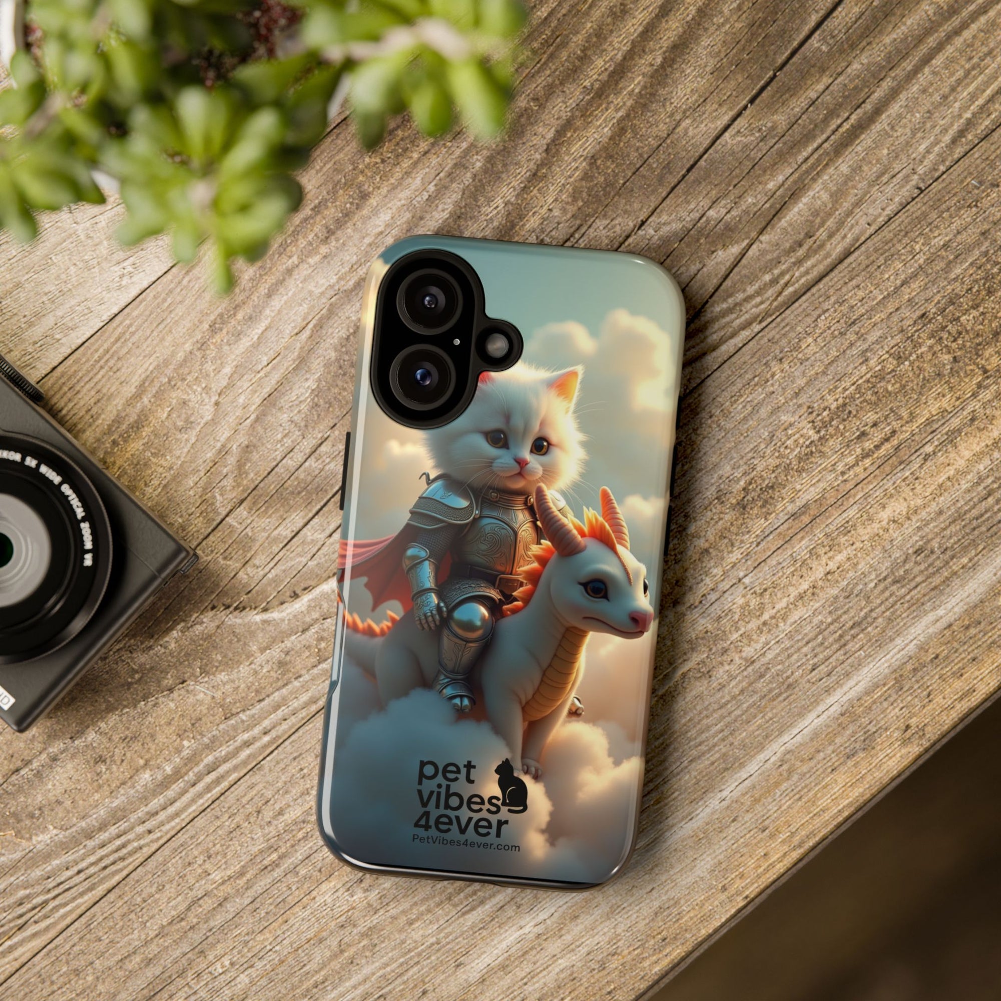 Pet Vibes Phone Case, Cute Cat and Dragon Design, Tough Phone Cover, Gift for Animal Lovers, Unique Pet Themed Accessory