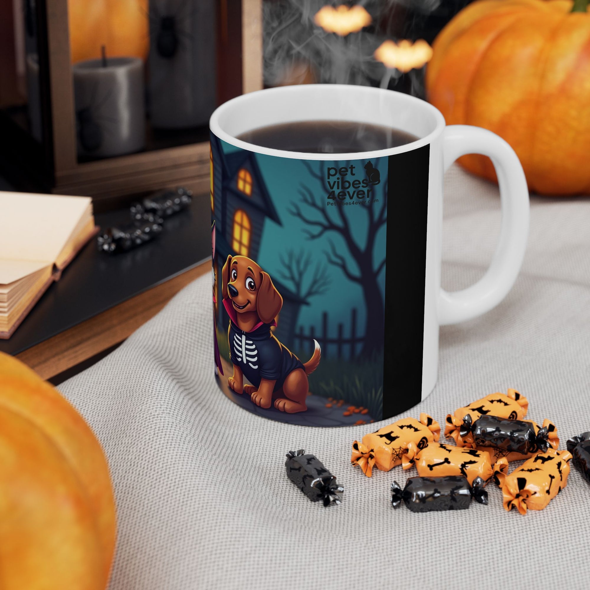 Spooky Pet-Themed Ceramic Mug for Dog Lovers | Halloween Gift, Cute Dog Mug, Pet Owner Coffee Cup, Dog Mom Gift, Fun Halloween Decor