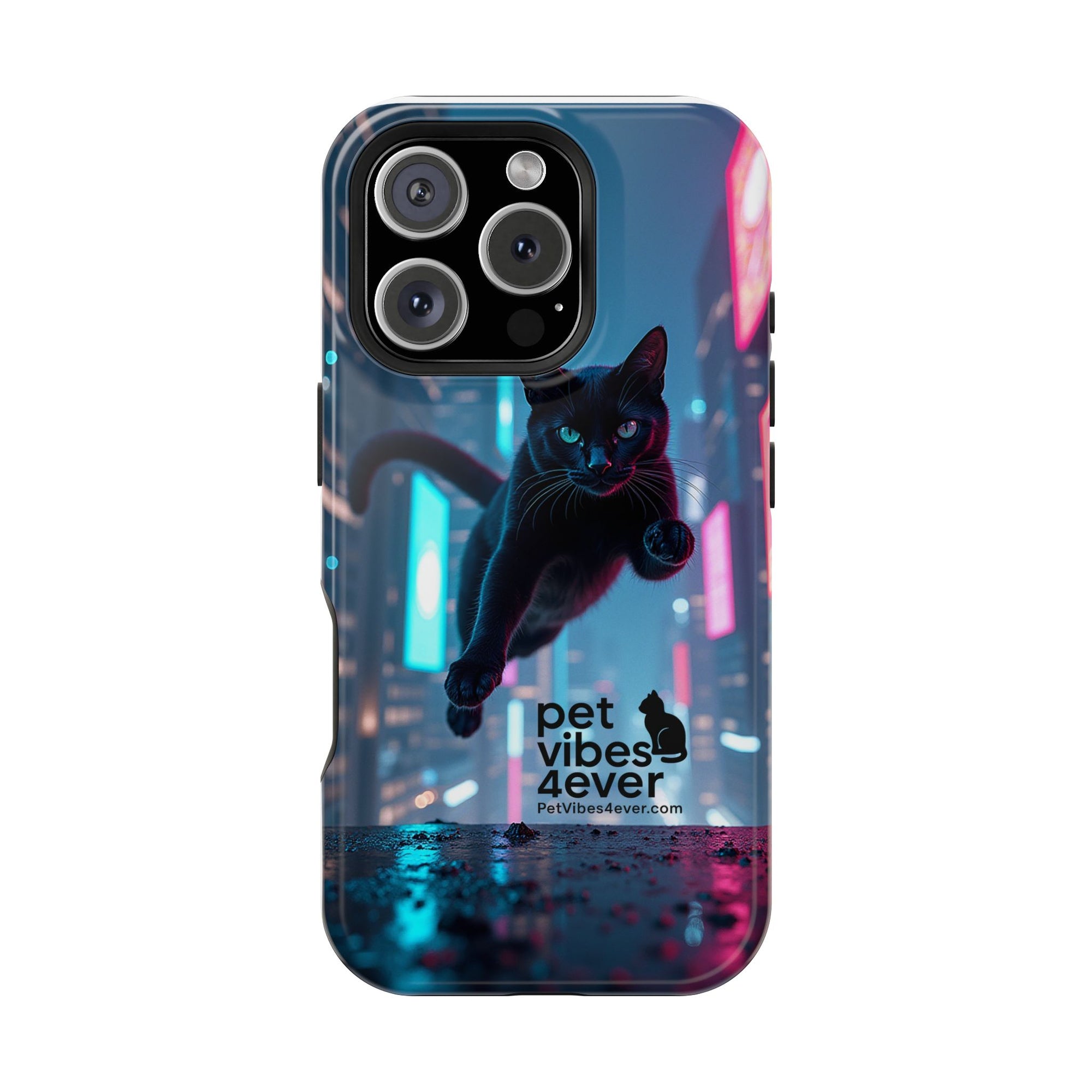 Cat-Themed Phone Case with Pet Vibes Design, Impact-Resistant Phone Case, Gift for Cat Lovers, Cute Pet Merchandise, Stylish Phone Accessory