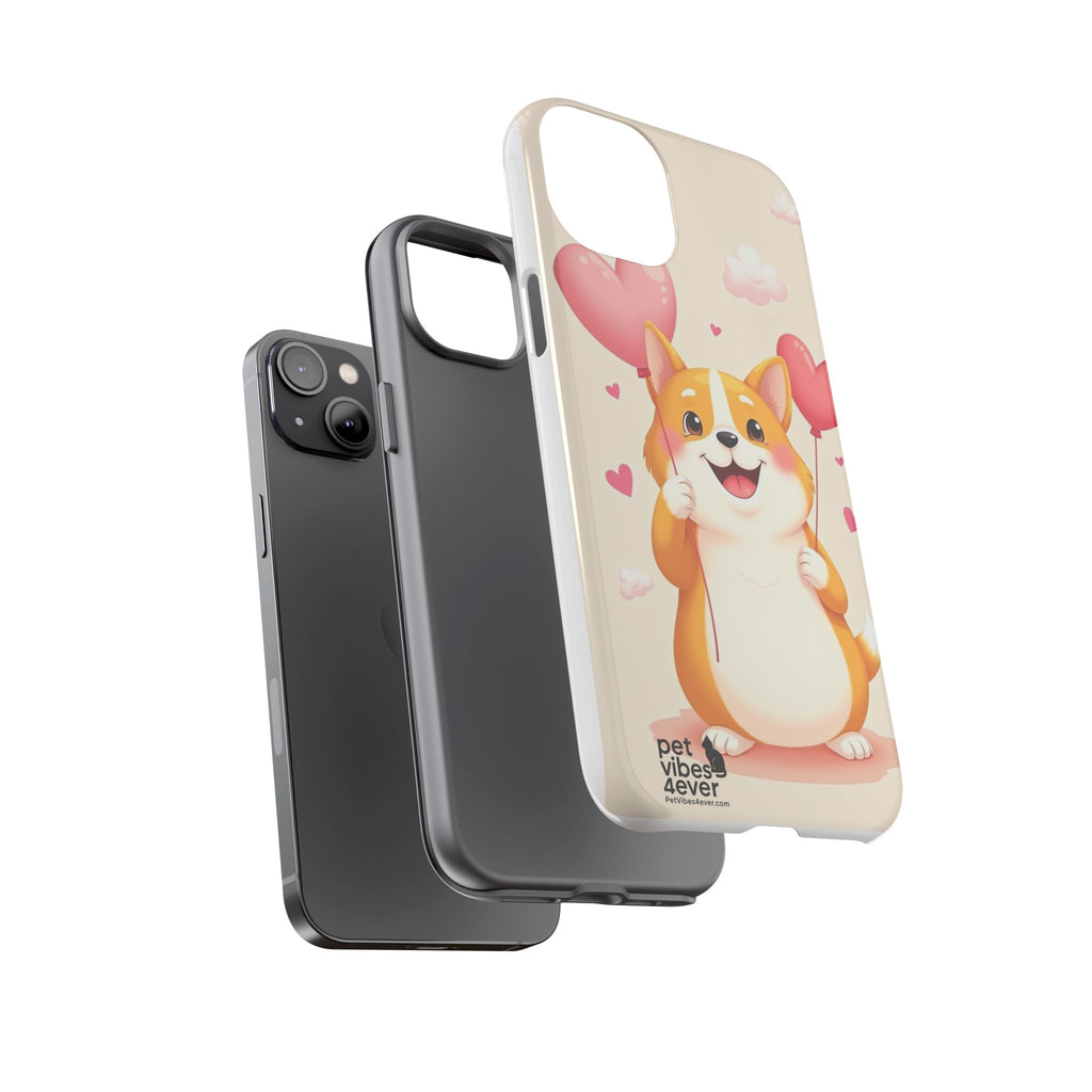 Corgi Love Phone Case, Cute Pet Gift, Animal Lover Accessory, Custom Phone Cover, Valentine's Day Gift