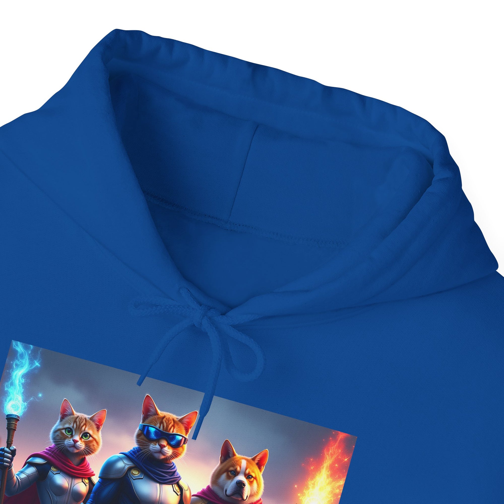Epic Feline Warriors Hoodie | Unisex Heavy Blend™ Hooded Sweatshirt | Cosplay, Gift, Cat Lover, Graphic Tee, Casual Wear