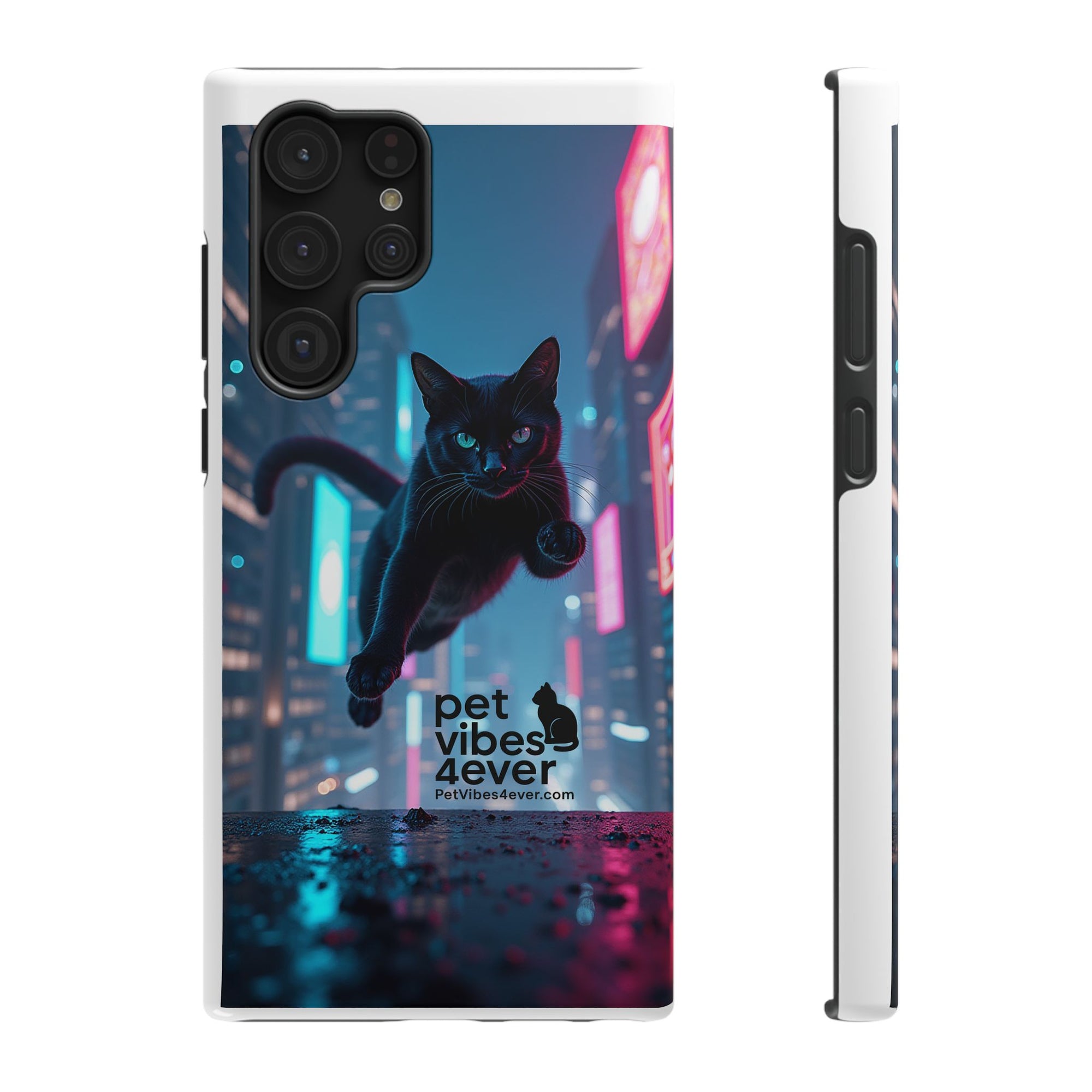 Cat-Themed Phone Case with Pet Vibes Design, Impact-Resistant Phone Case, Gift for Cat Lovers, Cute Pet Merchandise, Stylish Phone Accessory