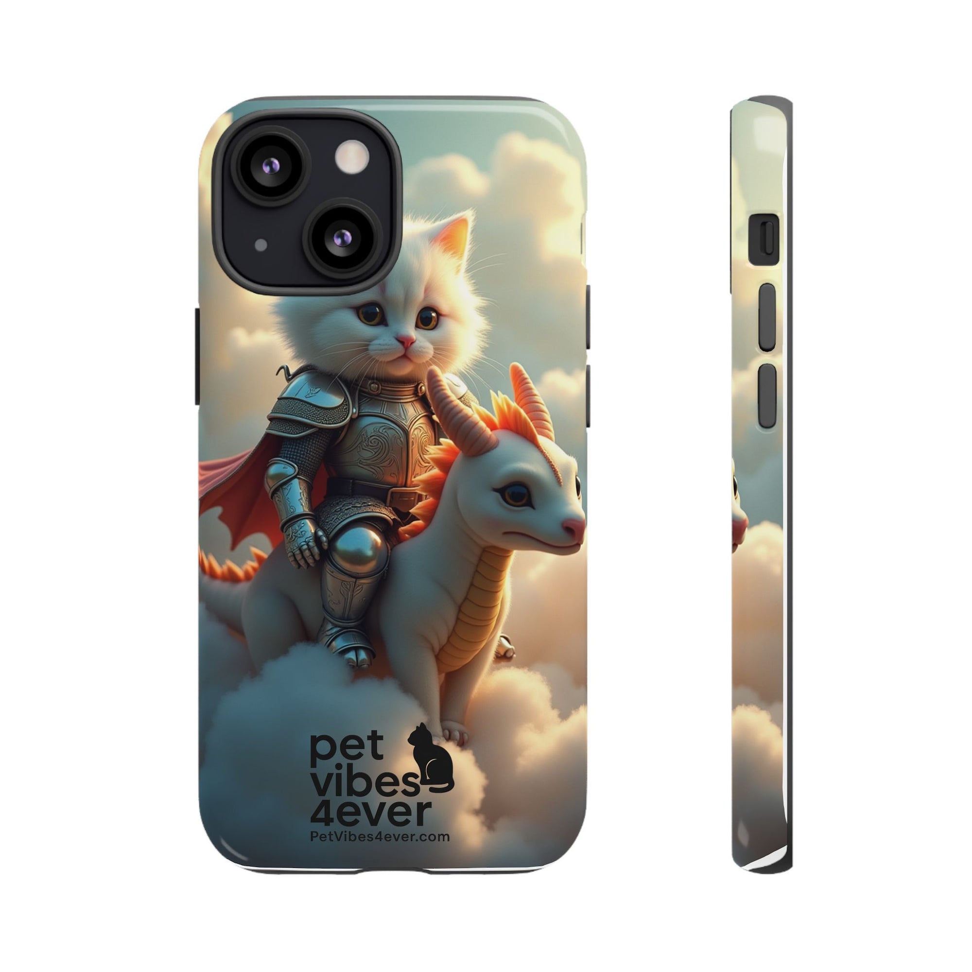 Pet Vibes Phone Case, Cute Cat and Dragon Design, Tough Phone Cover, Gift for Animal Lovers, Unique Pet Themed Accessory