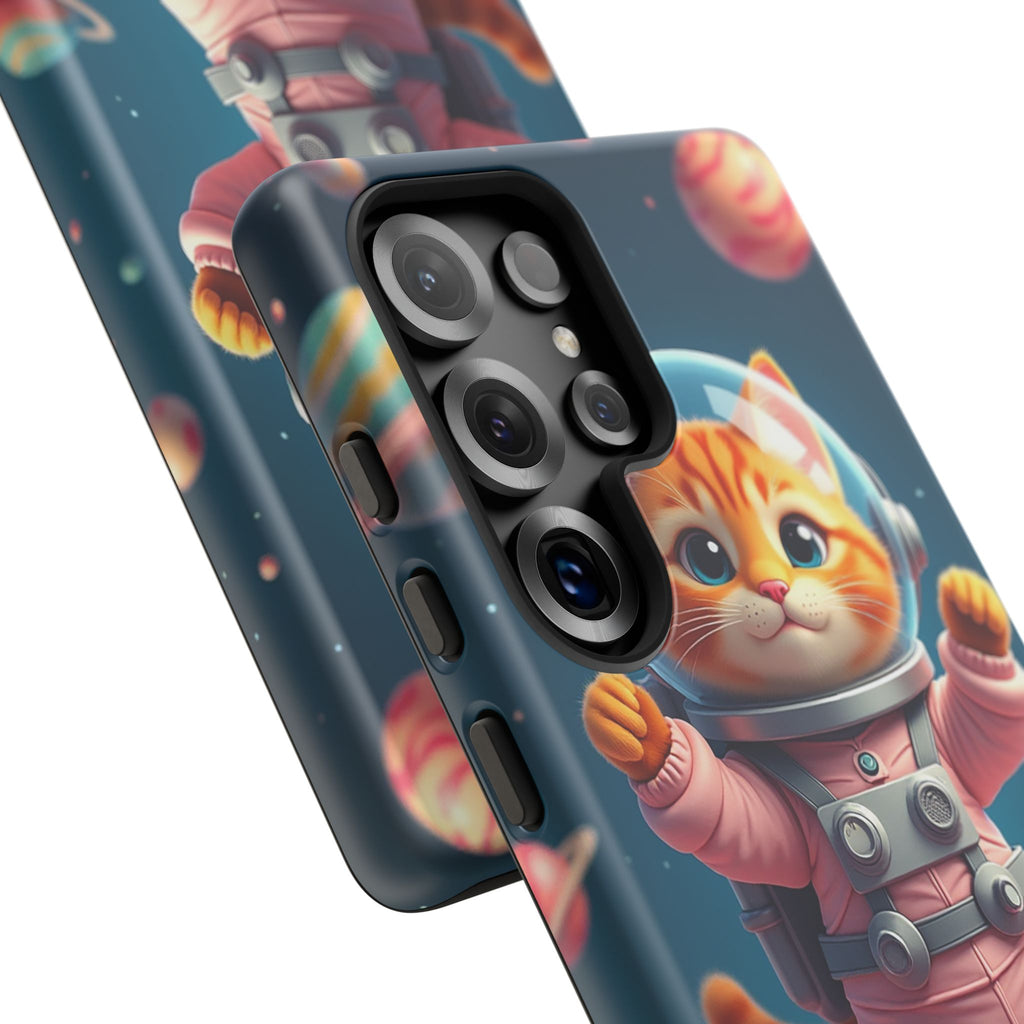 Cute Cat Phone Case, Astronaut Cat Case, Pet Lover Gift, Space Theme Accessories, Galaxy Cat Phone Cover