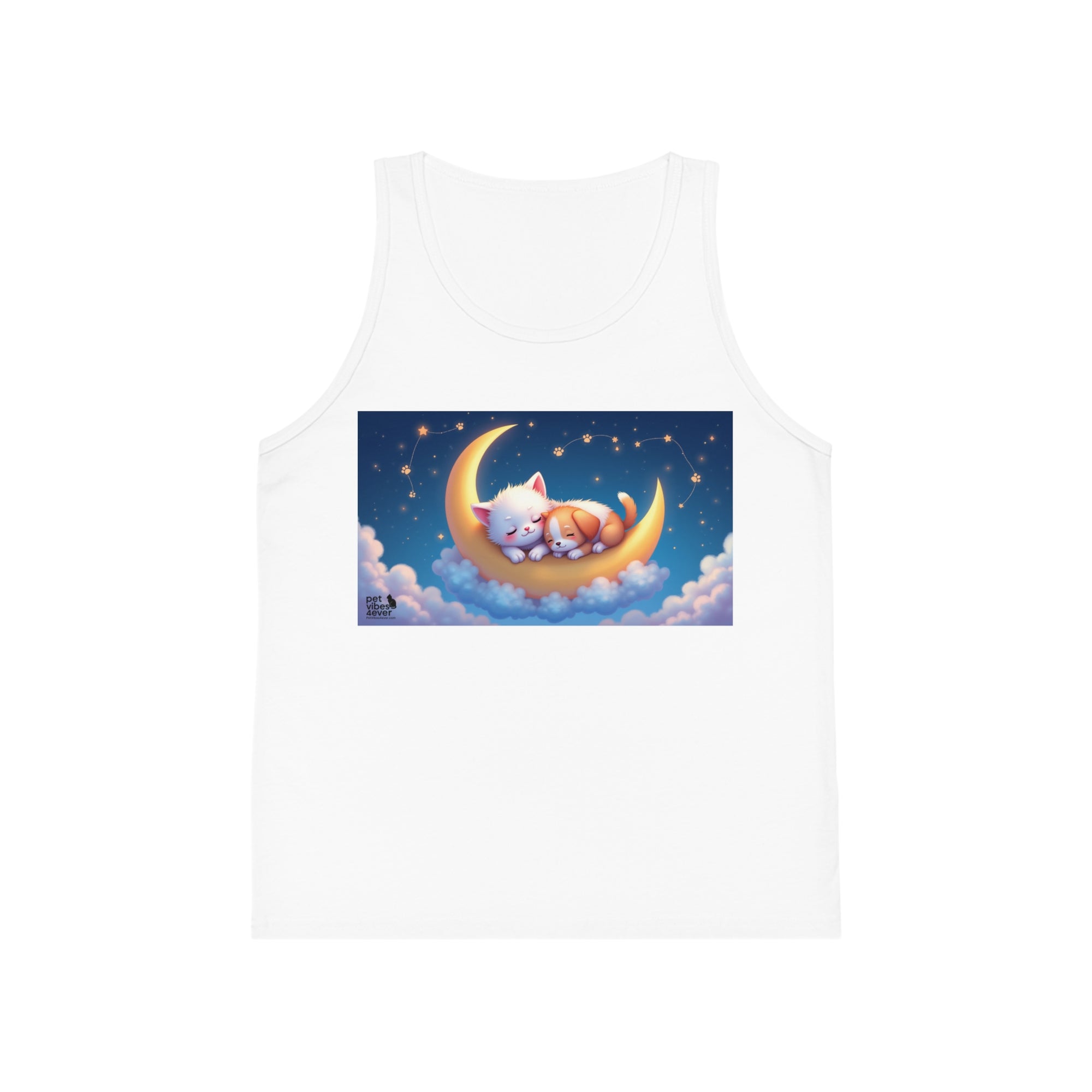 Dreamy Cat Moon Kids Tank Top, Cute Summer Top, Gift for Girls, Sleepover Outfit, Pajama Party Tee, Cat Lovers Clothing