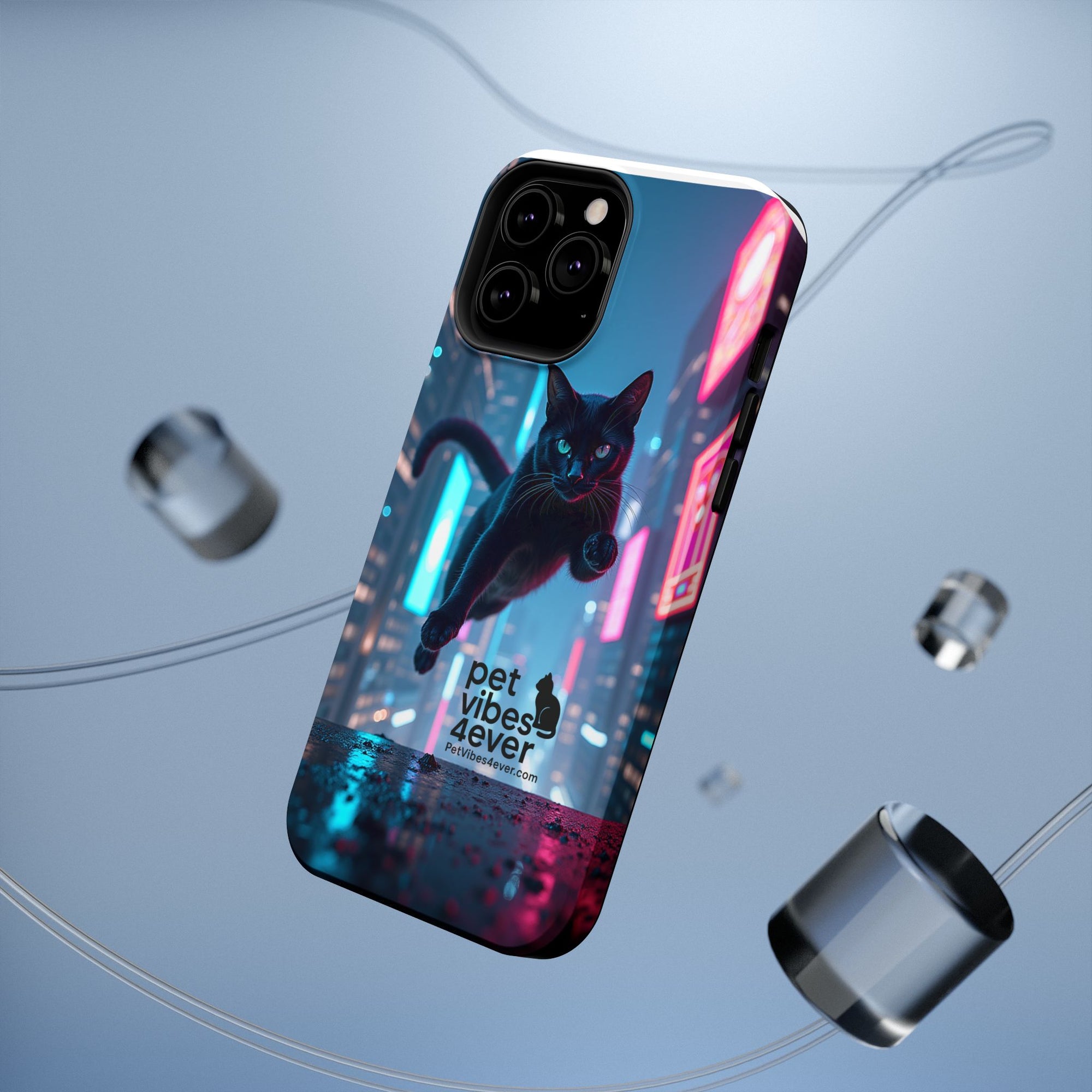 Cat-Themed Phone Case with Pet Vibes Design, Impact-Resistant Phone Case, Gift for Cat Lovers, Cute Pet Merchandise, Stylish Phone Accessory