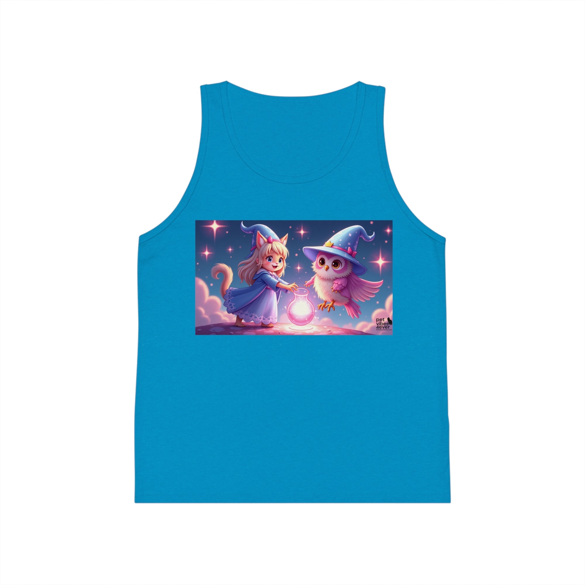 Magical Kids Jersey Tank Top, Cute Animal Art Tank, Summer Wear for Kids, Birthday Gift, Fun Playtime Apparel, Princess Owl Design