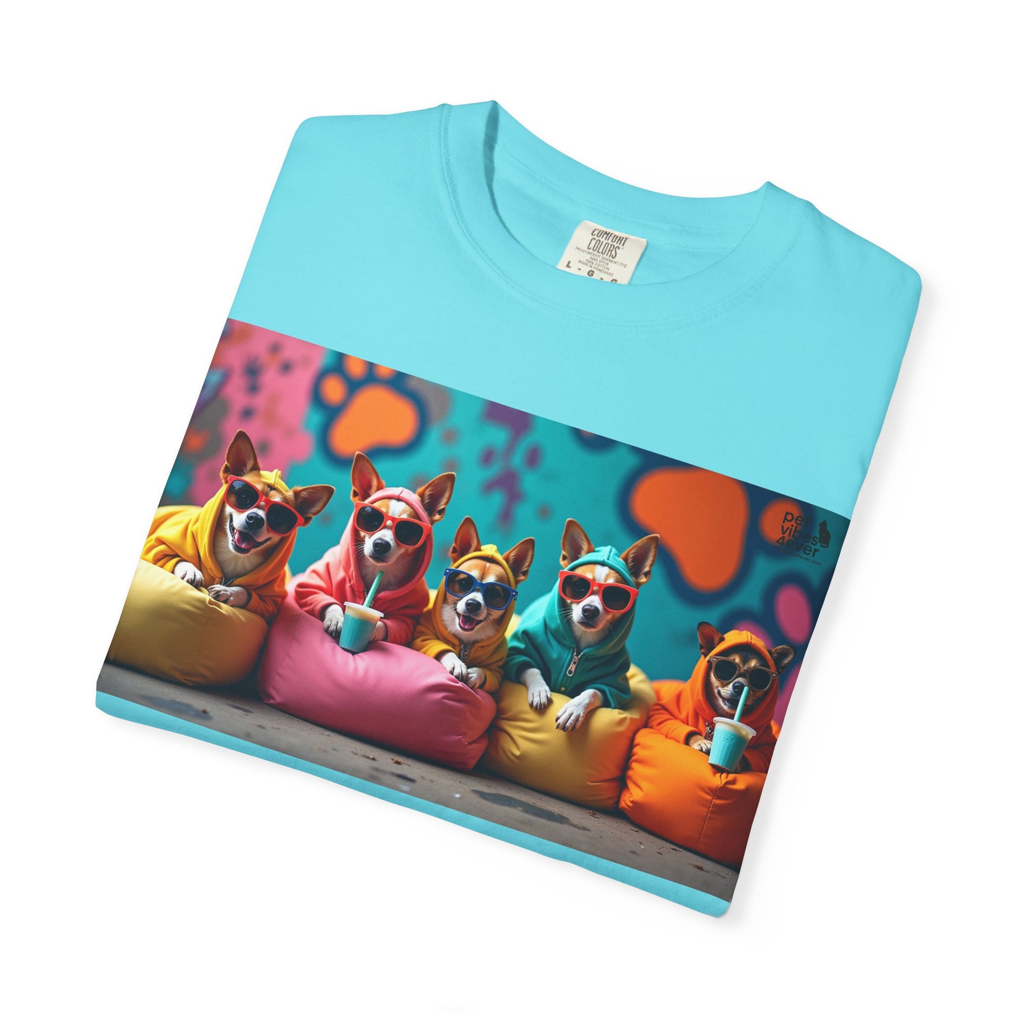 Playful Dog-Themed Unisex Garment-Dyed T-shirt, Pet Lover Gift, Casual Wear, Birthday Party Tee, Colorful Animal Art