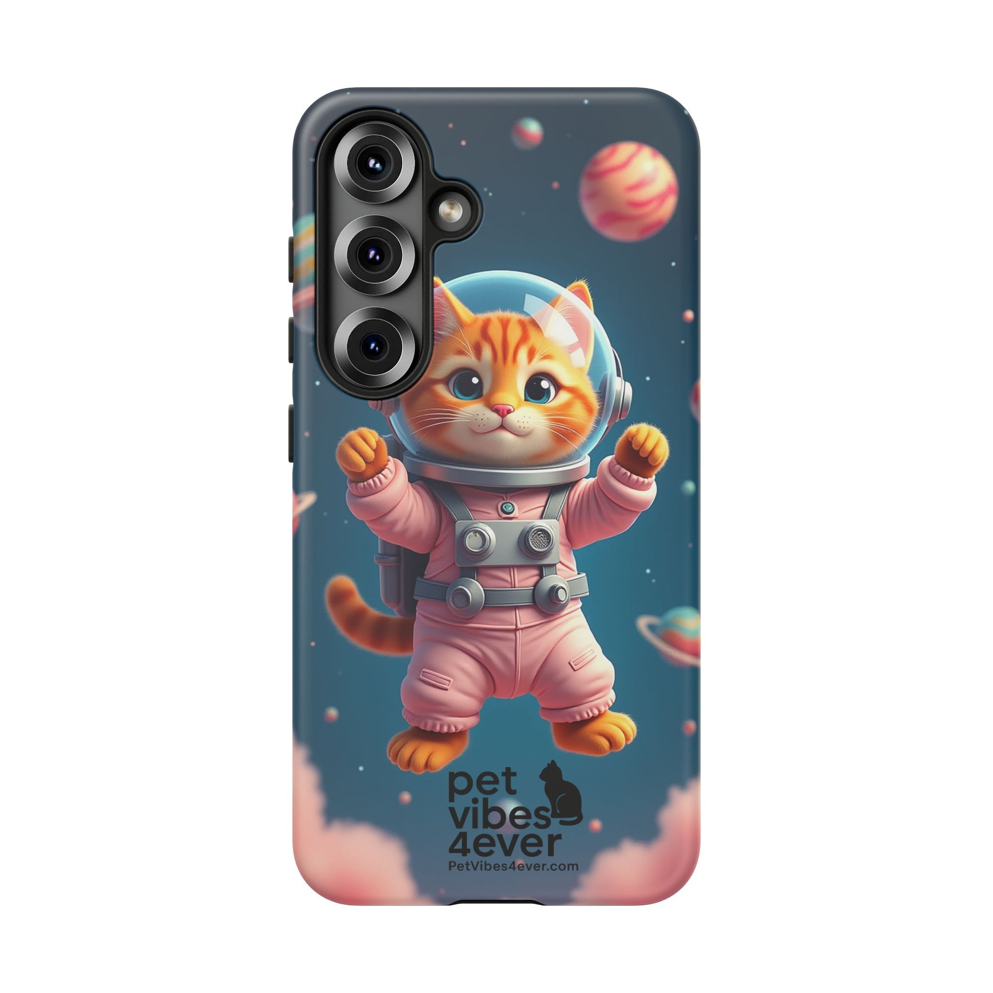 Cute Cat Phone Case, Astronaut Cat Case, Pet Lover Gift, Space Theme Accessories, Galaxy Cat Phone Cover