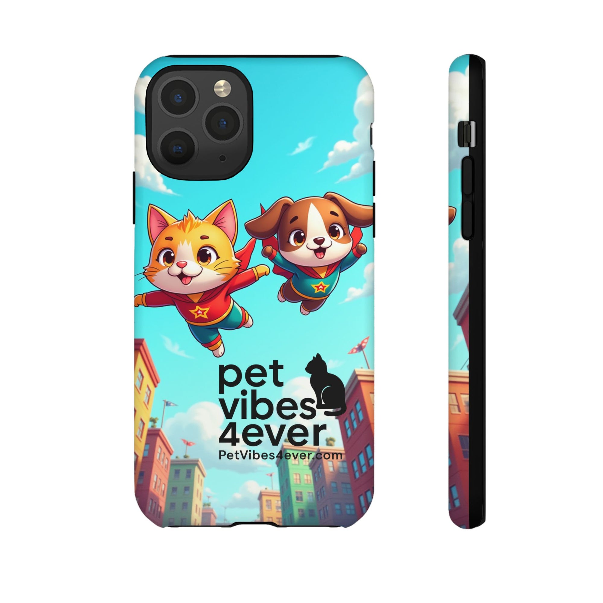 Pet Vibes Phone Case - Playful Cat and Dog Design, Animal Lover Gift, Cute Pet Accessory, Colorful Phone Cover, Fun Pet Gifts