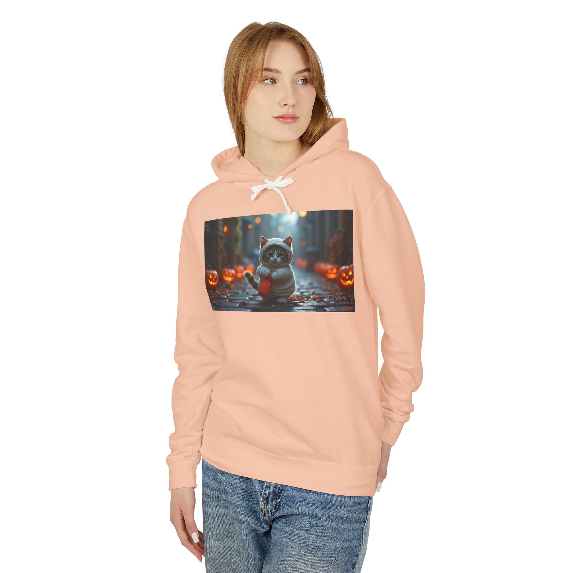 Halloween Cat Unisex Hoodie, Cozy Sweatshirt for Fall, Cute Pumpkin Design, Gift for Cat Lovers, Perfect for Halloween