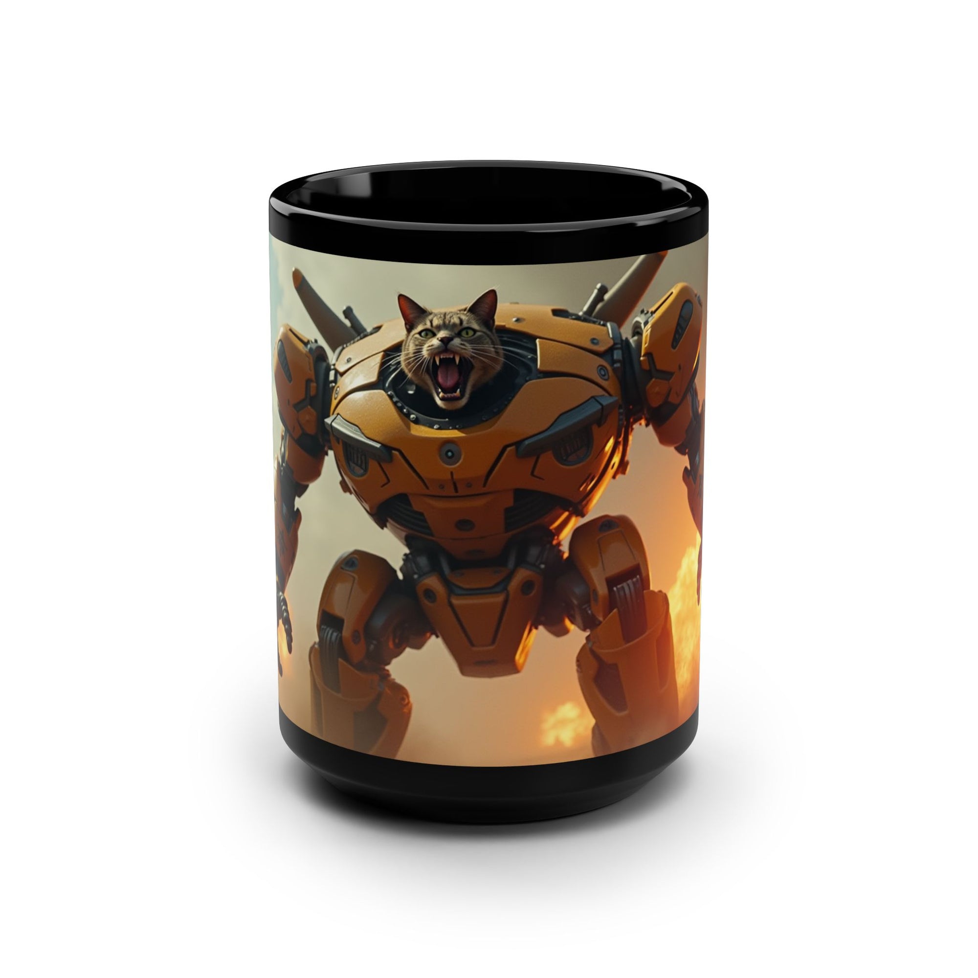 Robot-Inspired Black Mug, 15oz | Unique Gift for Gamers, Pet Lovers, Home Decor, Coffee Lovers, Fun Kitchenware