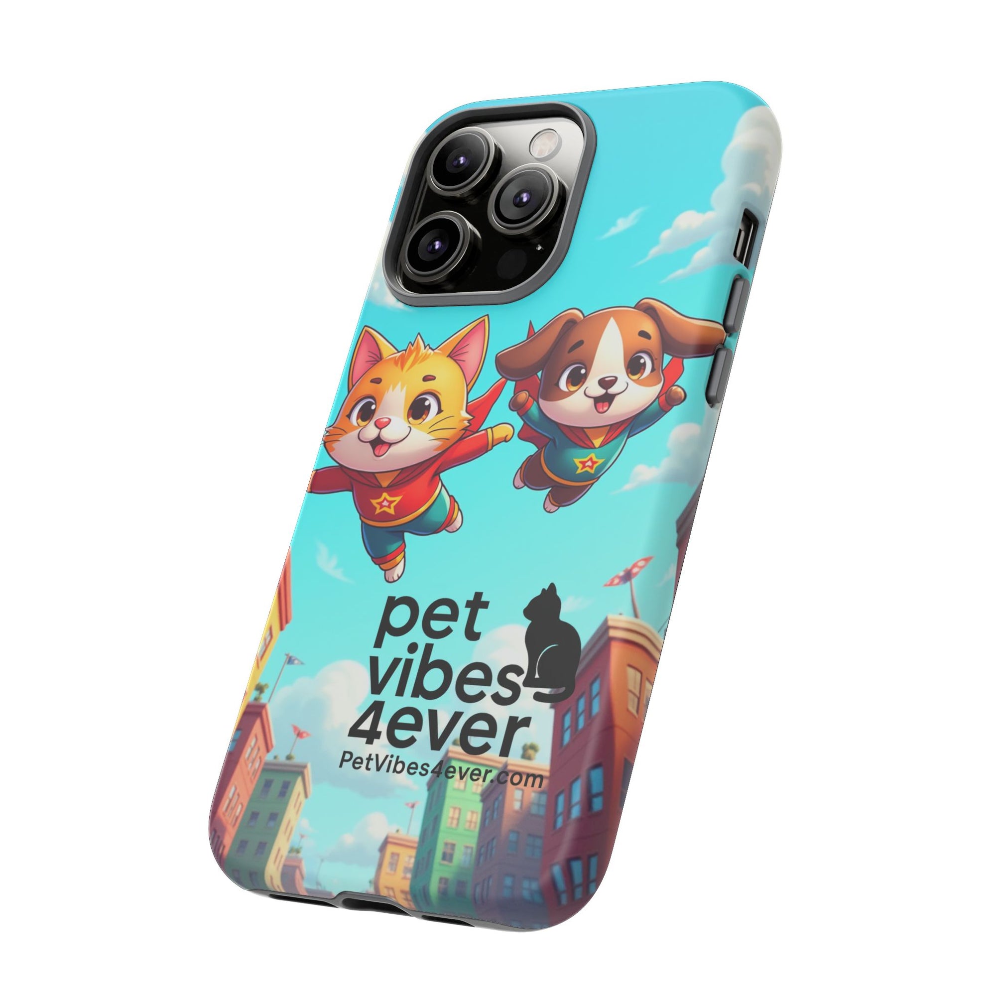 Pet Vibes Phone Case - Playful Cat and Dog Design, Animal Lover Gift, Cute Pet Accessory, Colorful Phone Cover, Fun Pet Gifts