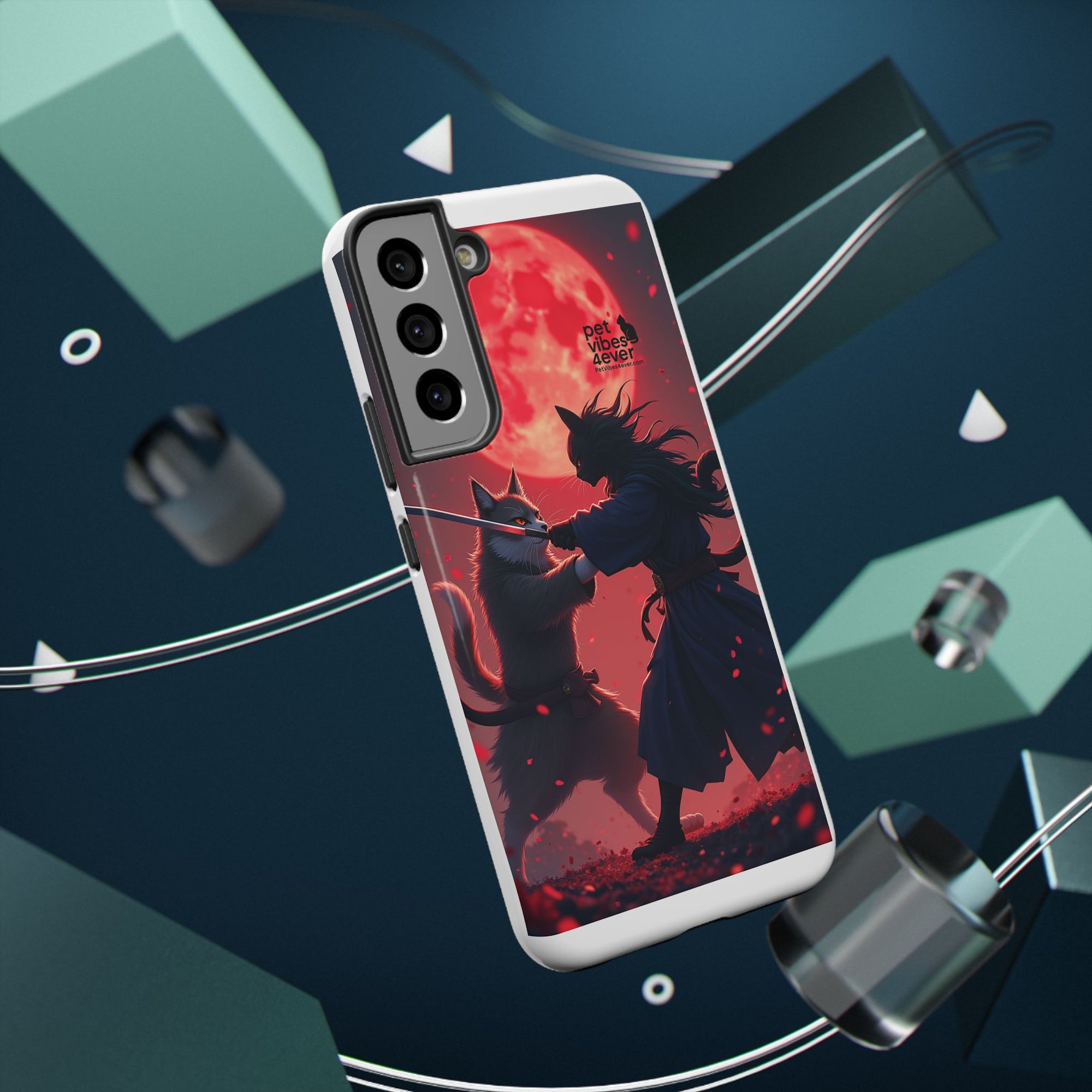 Samurai Cat Phone Case – Impact-Resistant, Pet Lovers, Cool Tech Accessories, Anime Aesthetic, Unique Gifts