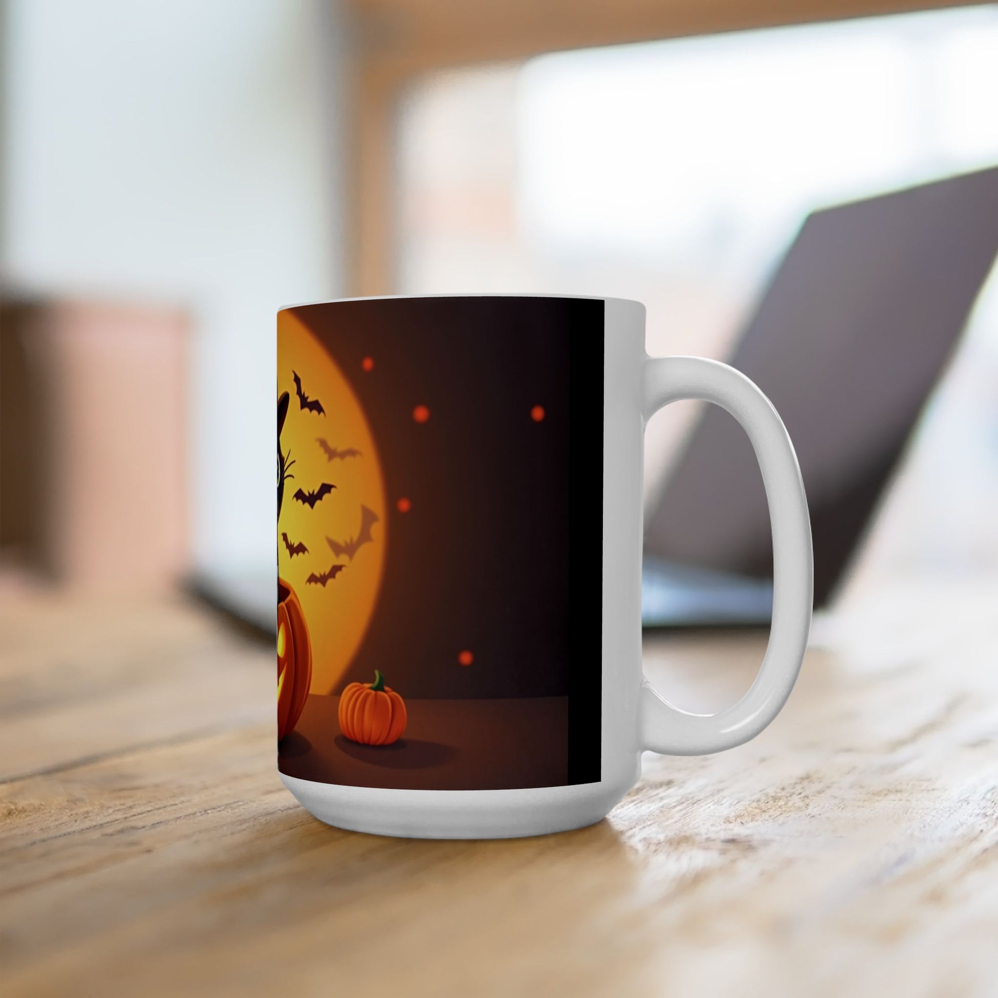 Halloween Cat Ceramic Mug - Cute Black Cat, Pumpkin Design, Coffee Mug, Halloween Decor, Cat Lover Gift, Spooky Season