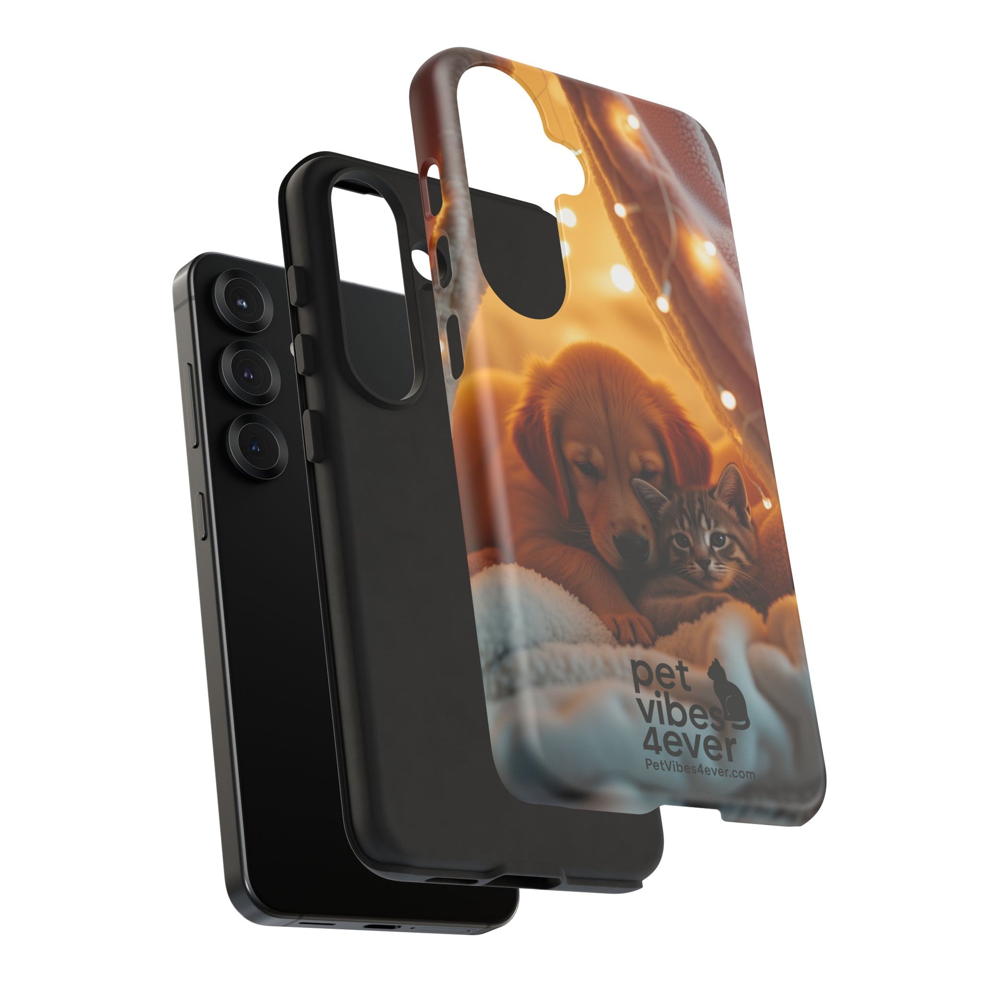 Pet Vibes Phone Case - Cute Dog & Cat Design, Animal Lover Gift, Customizable Pet Phone Cover, Collage Print Case for Kids