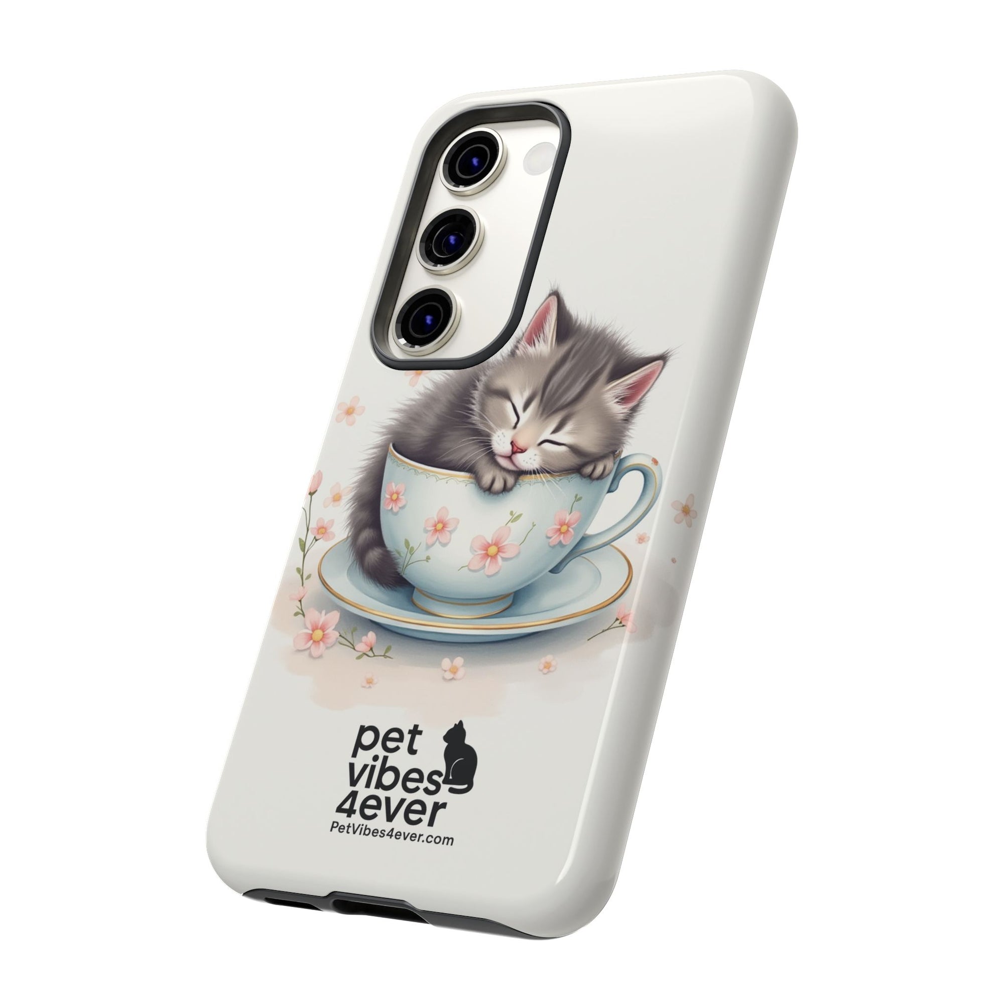 Cute Cat Phone Case, Pet Lover Gift, Soft Kitty Design, Floral Tech Accessory, Unique Animal Case, iPhone Cover, Birthday Present