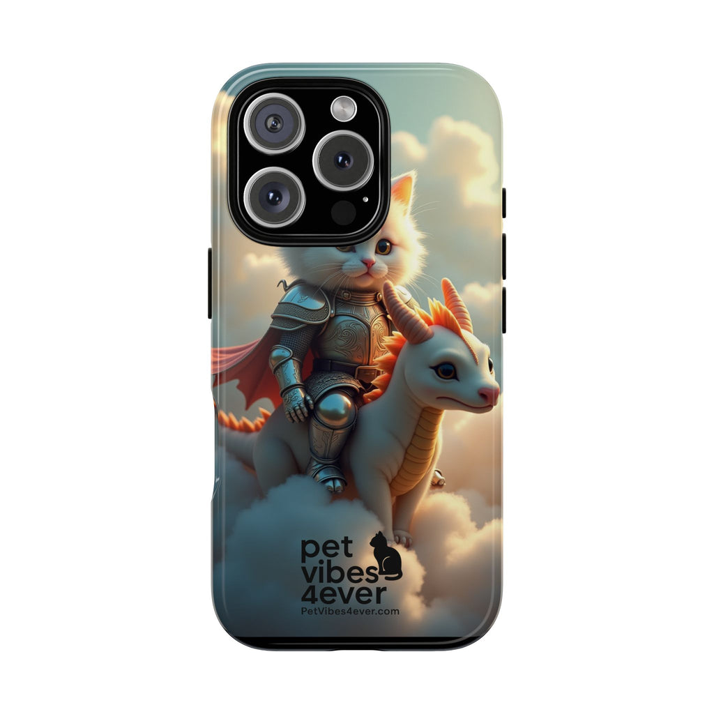 Pet Vibes Phone Case, Cute Cat and Dragon Design, Tough Phone Cover, Gift for Animal Lovers, Unique Pet Themed Accessory