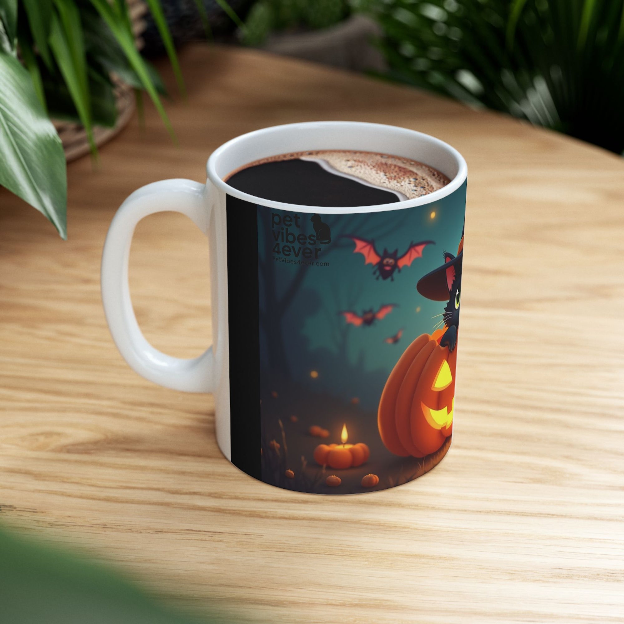 Halloween Cat Ceramic Mug, Cute Black Cat Mug, Pumpkin Mug, Seasonal Drinkware, Halloween Gift, Cozy Fall Decor