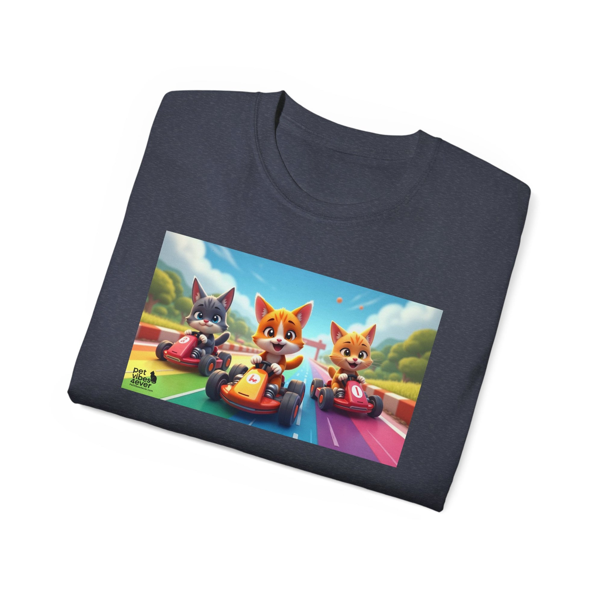 Cartoon Racing Friends Unisex Tee, Fun Gift for Gamers, Kid-Approved Style, Birthday Present, Family Game Night Apparel