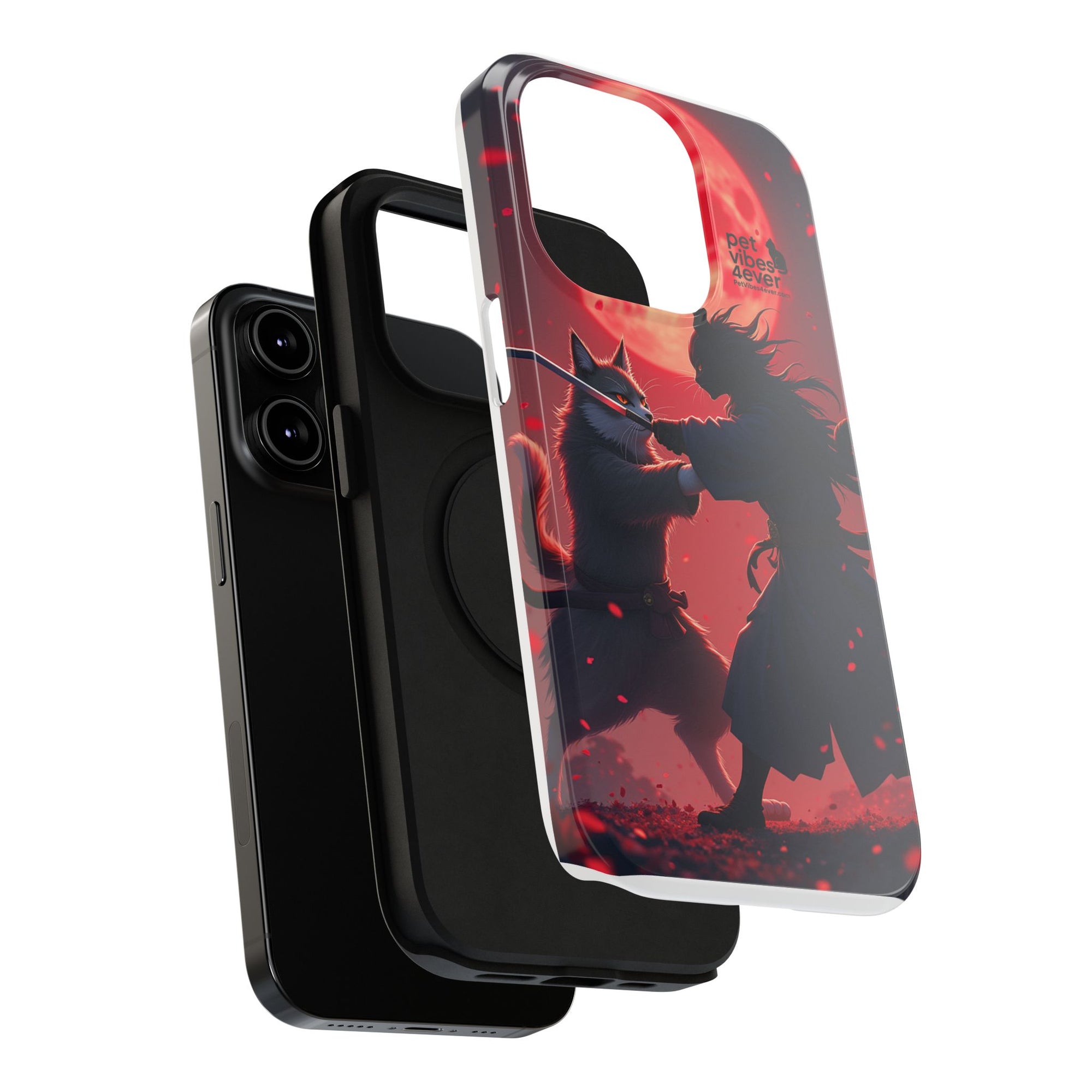 Samurai Cat Phone Case – Impact-Resistant, Pet Lovers, Cool Tech Accessories, Anime Aesthetic, Unique Gifts