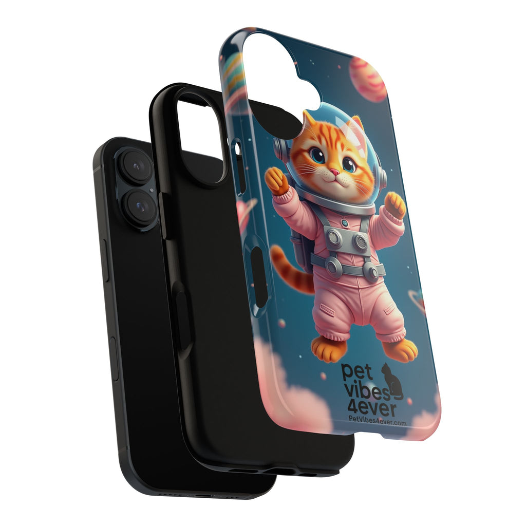Cute Cat Phone Case, Astronaut Cat Case, Pet Lover Gift, Space Theme Accessories, Galaxy Cat Phone Cover