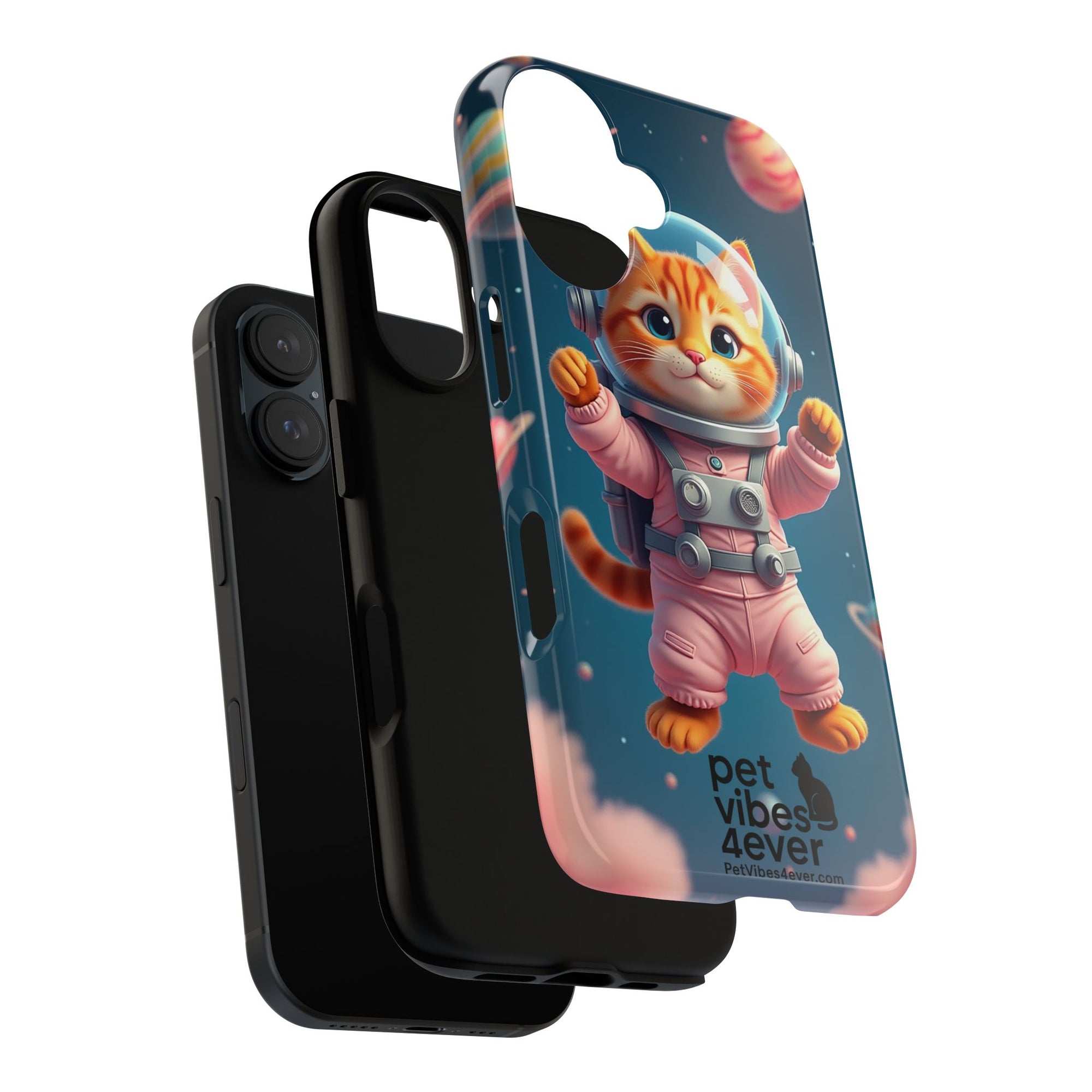 Cute Cat Phone Case, Astronaut Cat Case, Pet Lover Gift, Space Theme Accessories, Galaxy Cat Phone Cover