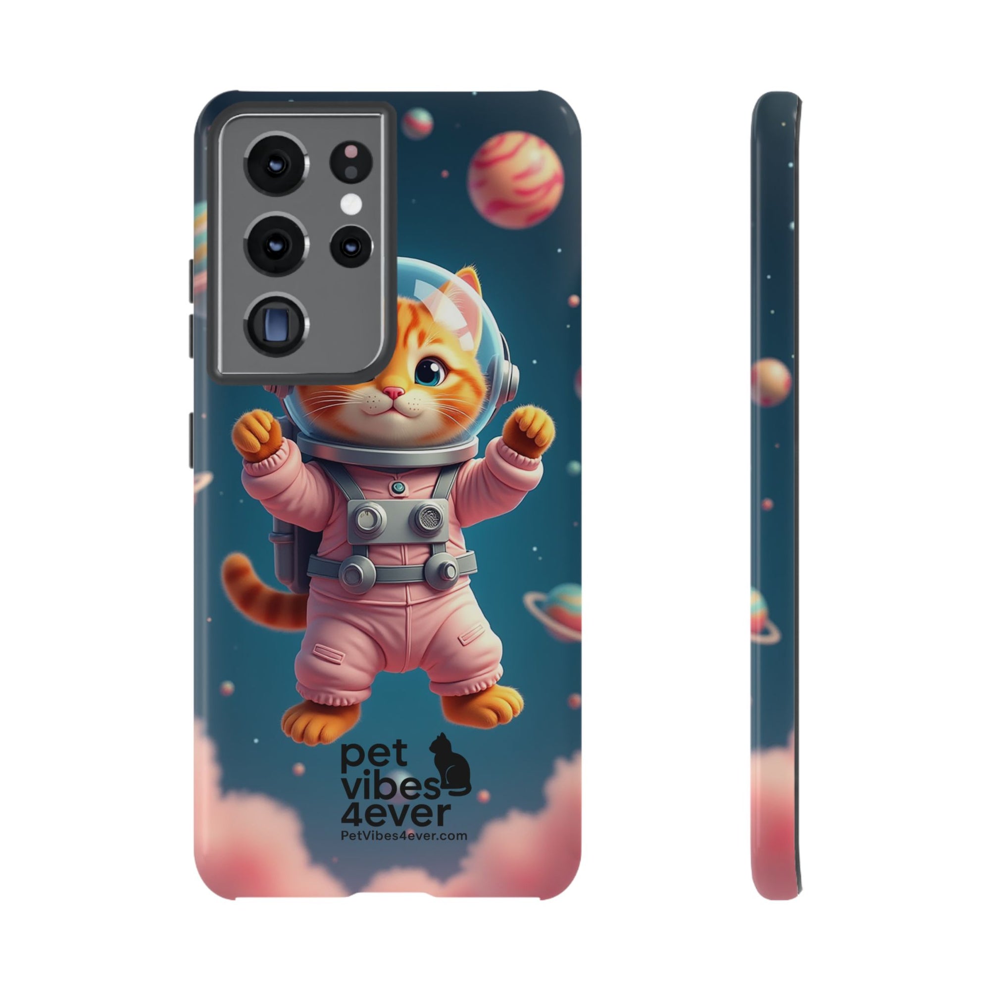 Cute Cat Phone Case, Astronaut Cat Case, Pet Lover Gift, Space Theme Accessories, Galaxy Cat Phone Cover