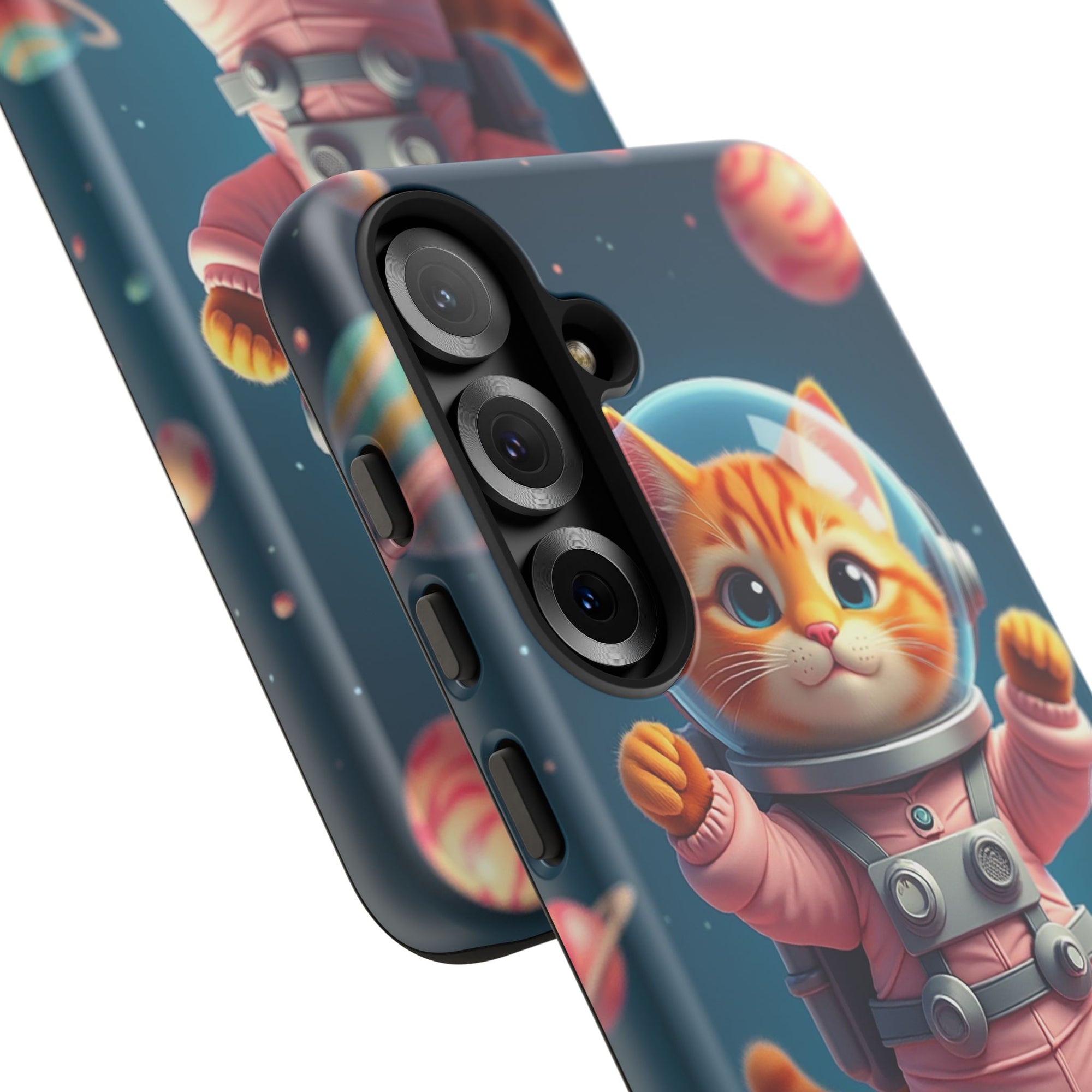 Cute Cat Phone Case, Astronaut Cat Case, Pet Lover Gift, Space Theme Accessories, Galaxy Cat Phone Cover