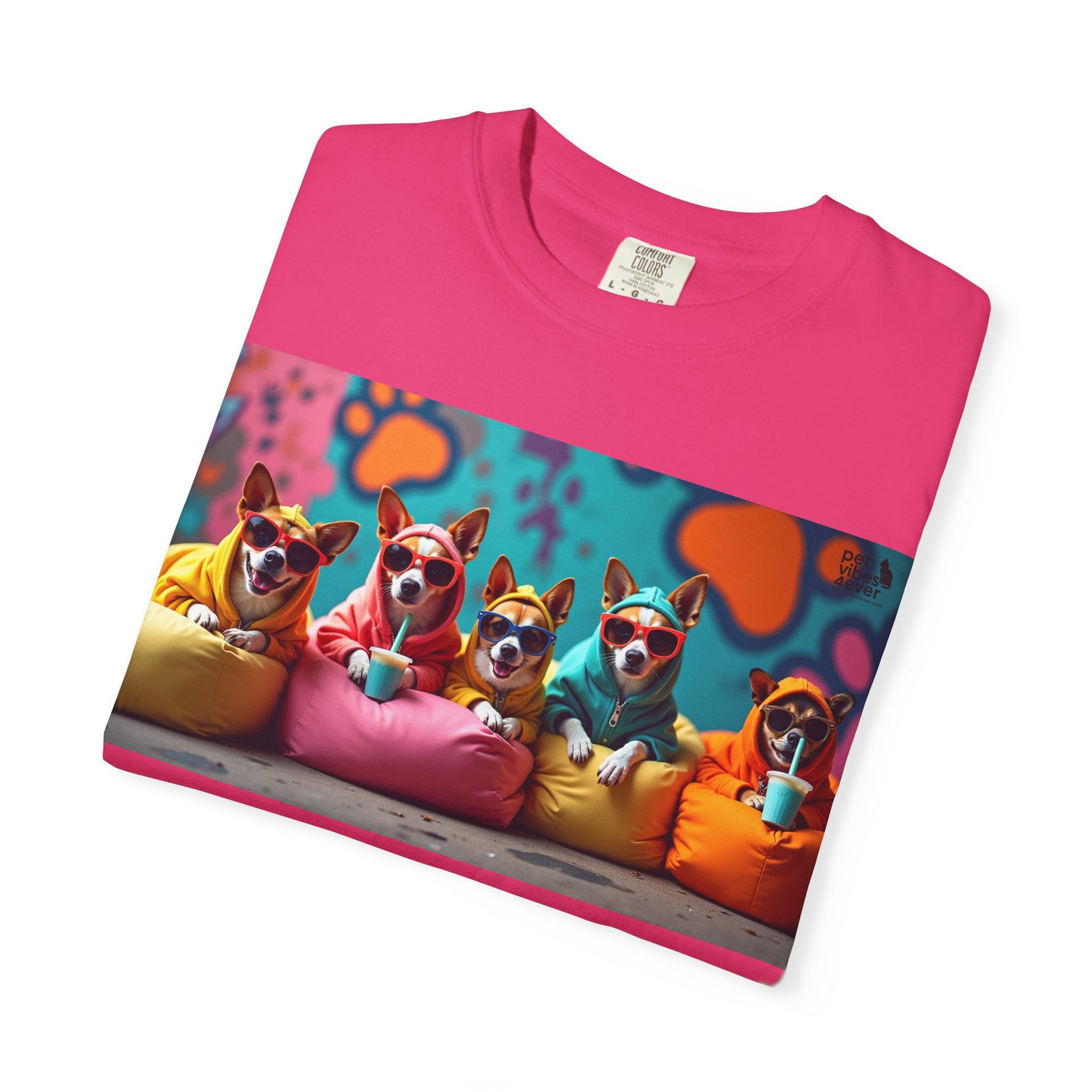 Playful Dog-Themed Unisex Garment-Dyed T-shirt, Pet Lover Gift, Casual Wear, Birthday Party Tee, Colorful Animal Art